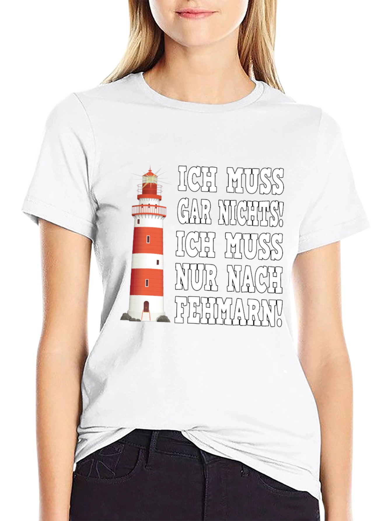 Fehmarn Lighthouse Graphic Tee - German Humor Shirt