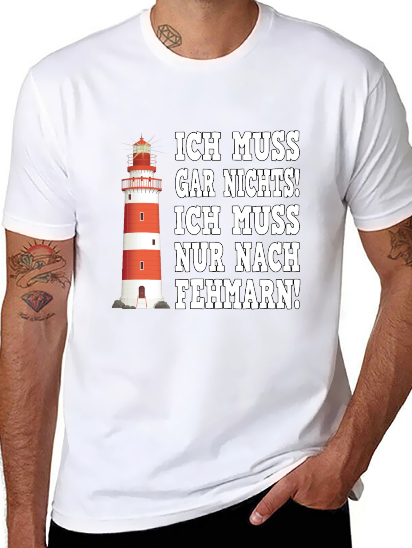 Fehmarn Lighthouse Graphic Tee - German Humor Shirt