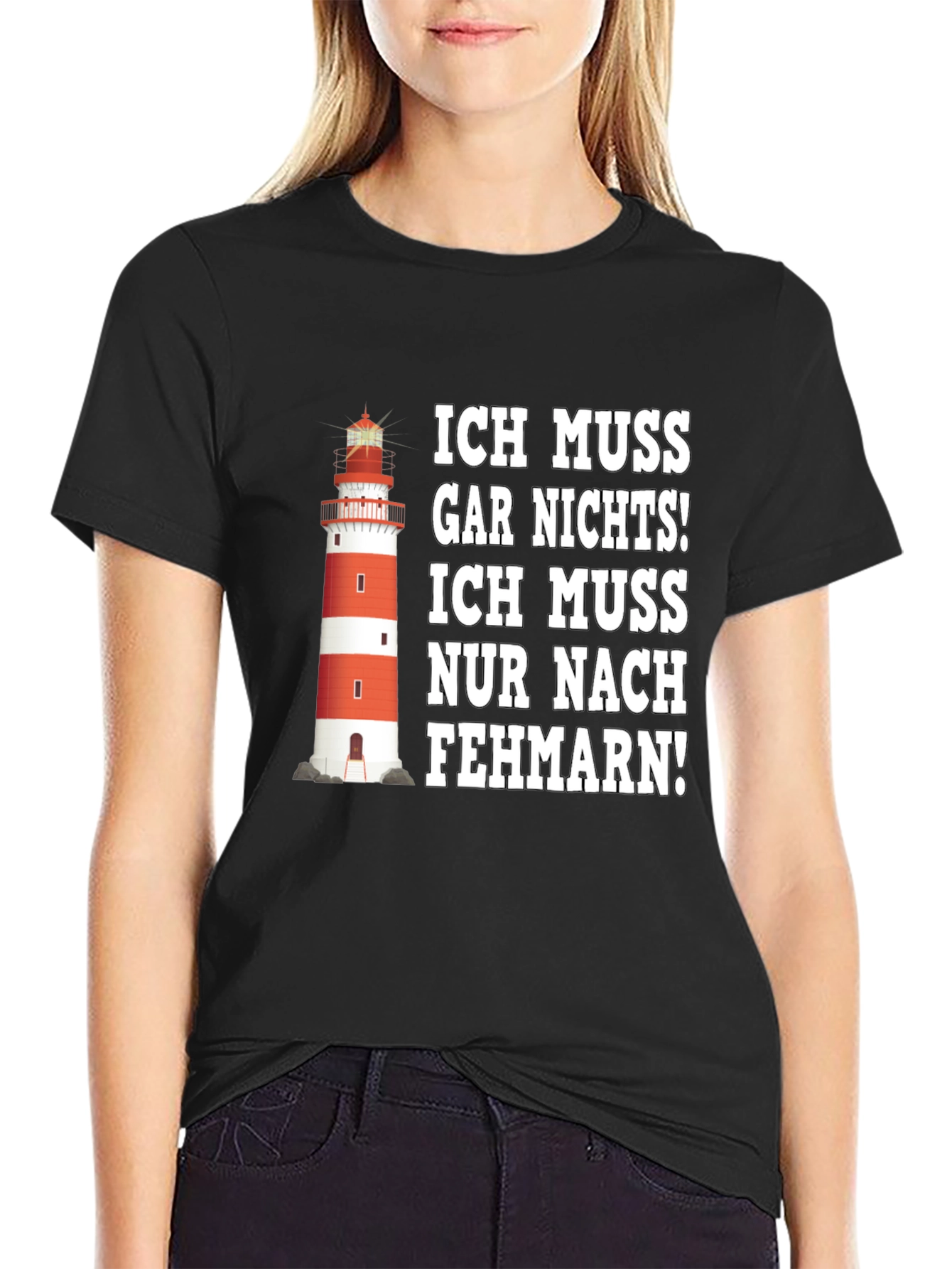 Fehmarn Lighthouse Graphic Tee - German Humor Shirt
