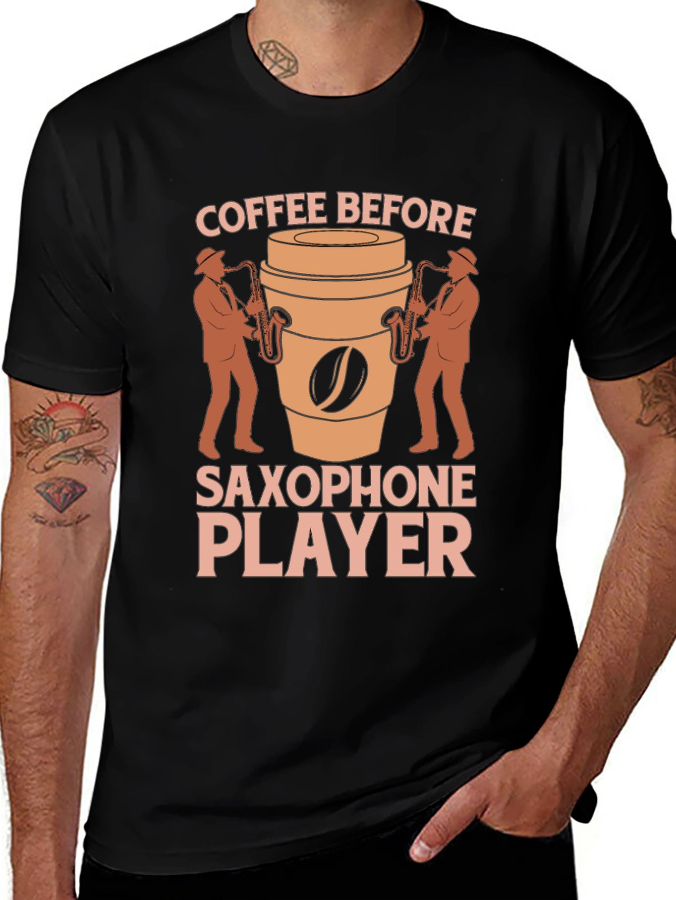 Coffee Before Saxophone Player Graphic T-Shirt