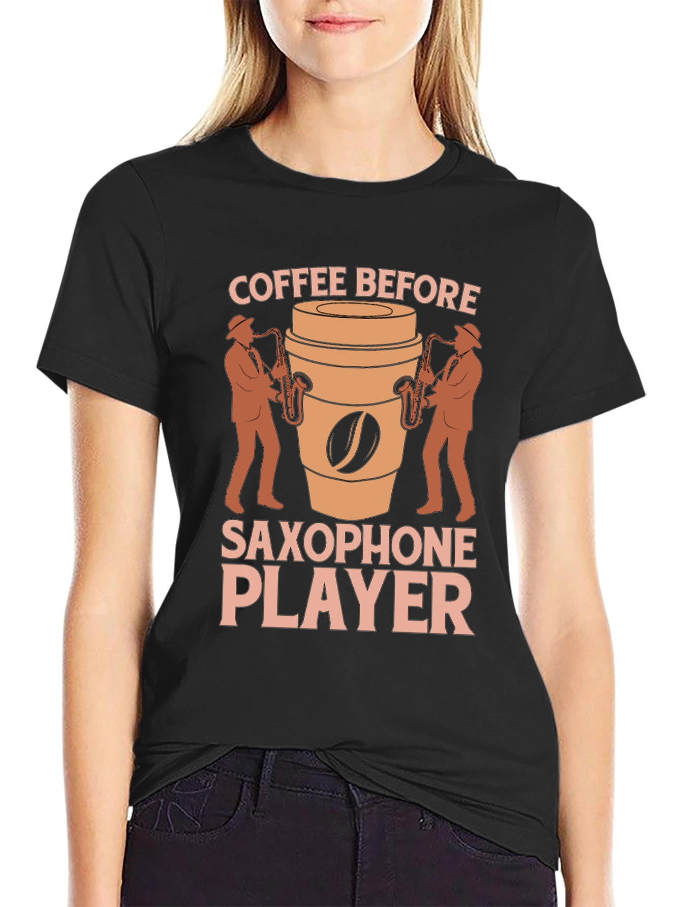 Coffee Before Saxophone Player Graphic T-Shirt
