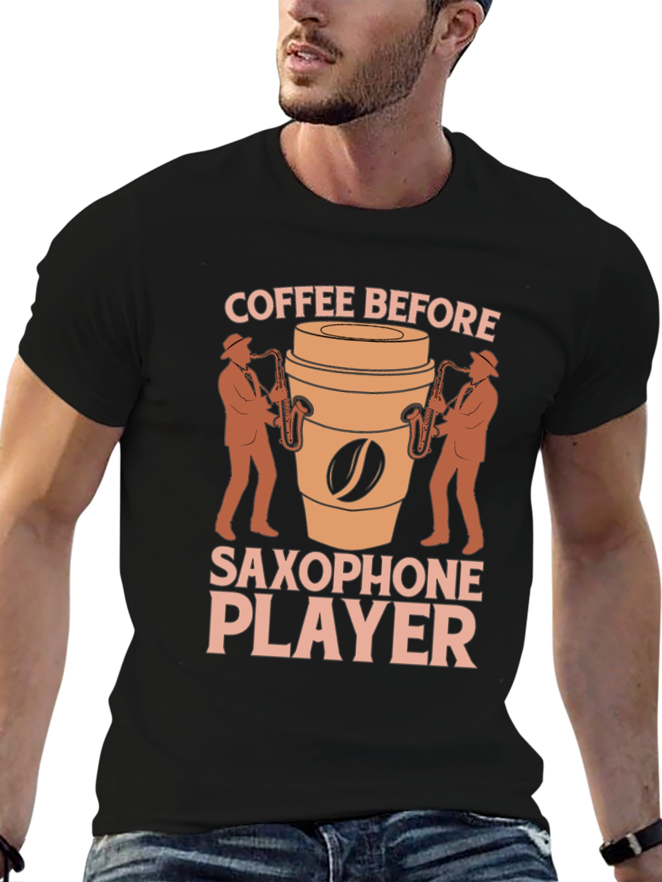 Coffee Before Saxophone Player Graphic T-Shirt