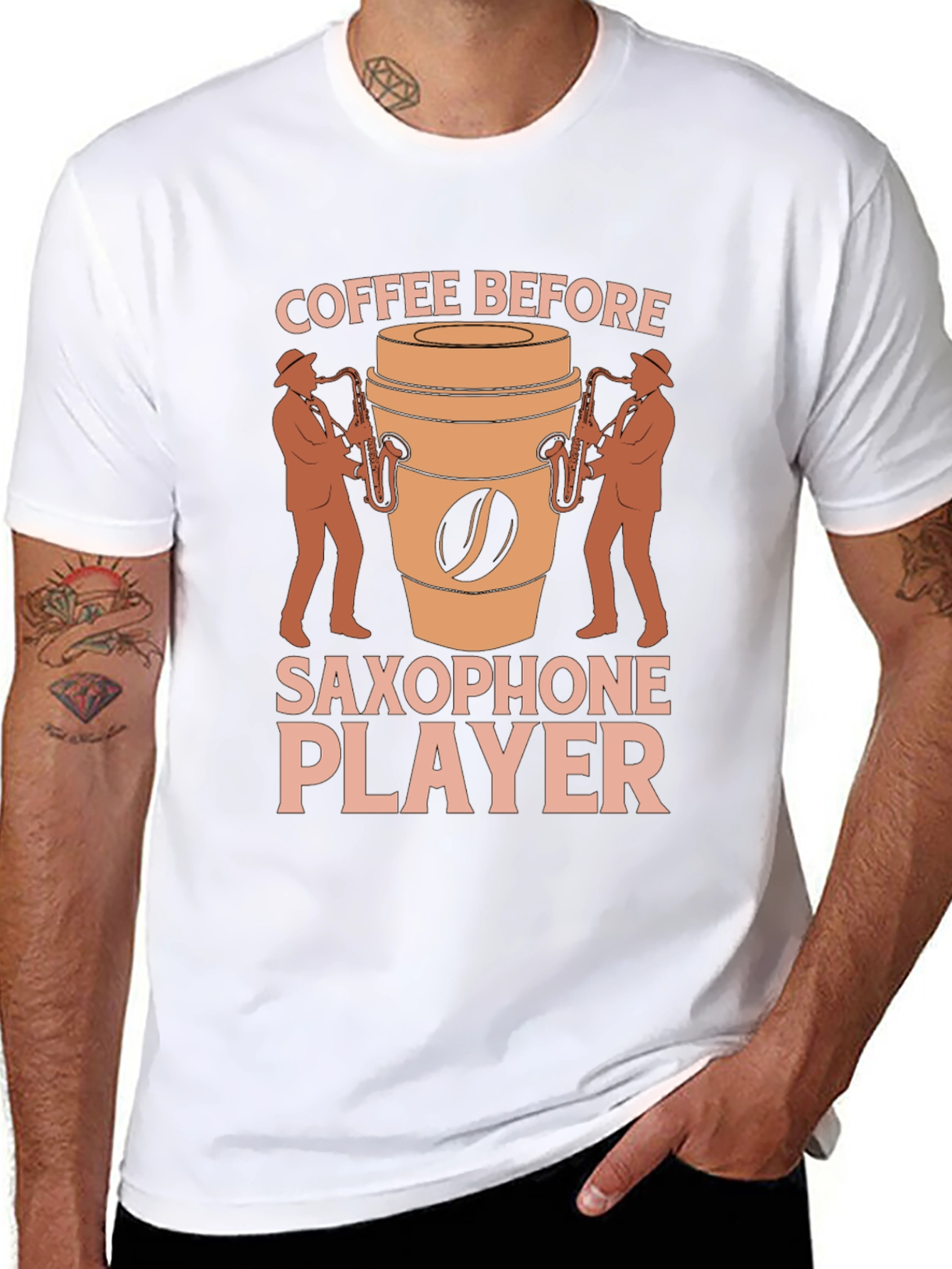Coffee Before Saxophone Player Graphic T-Shirt