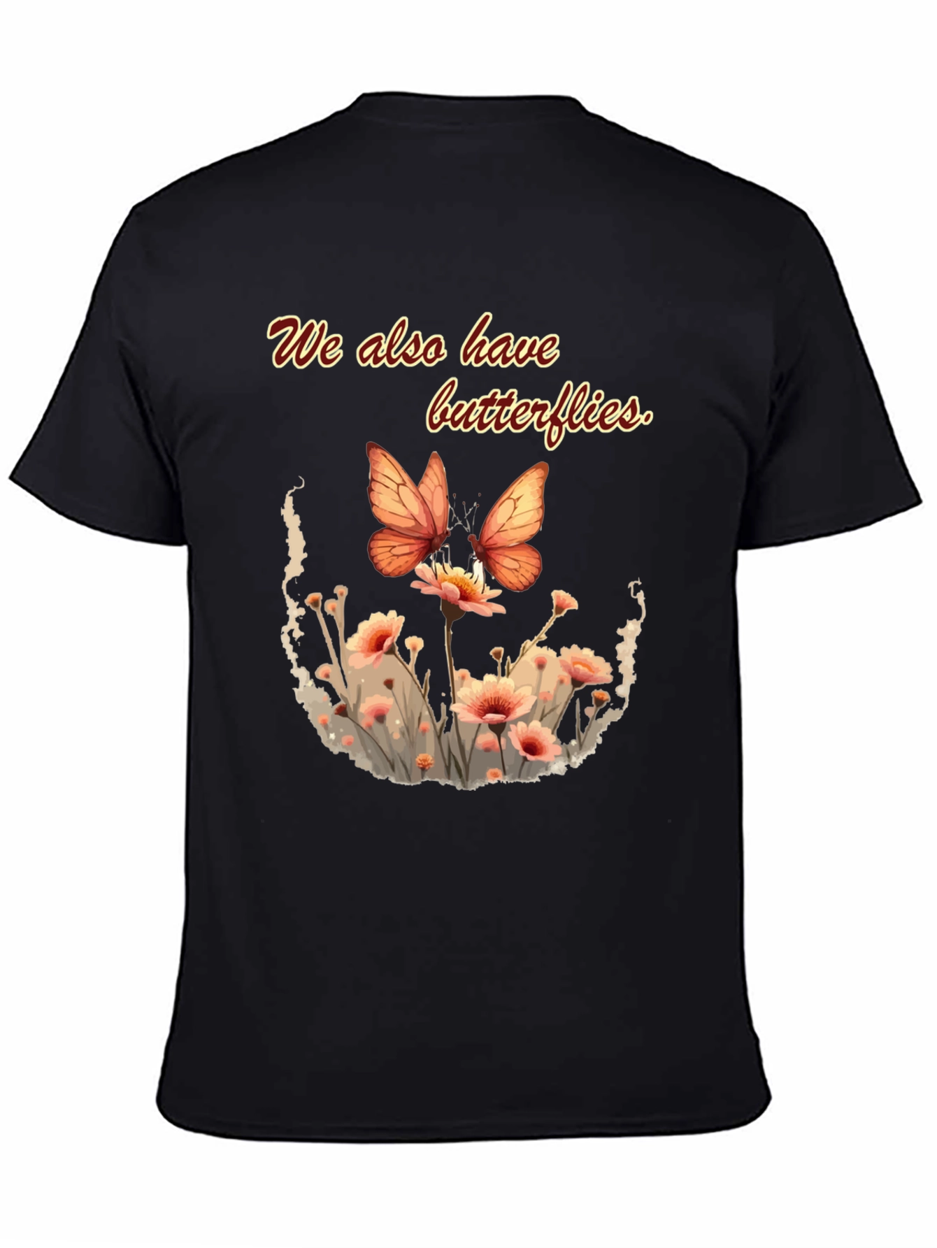 Butterfly Floral Graphic Tee - Black Unisex