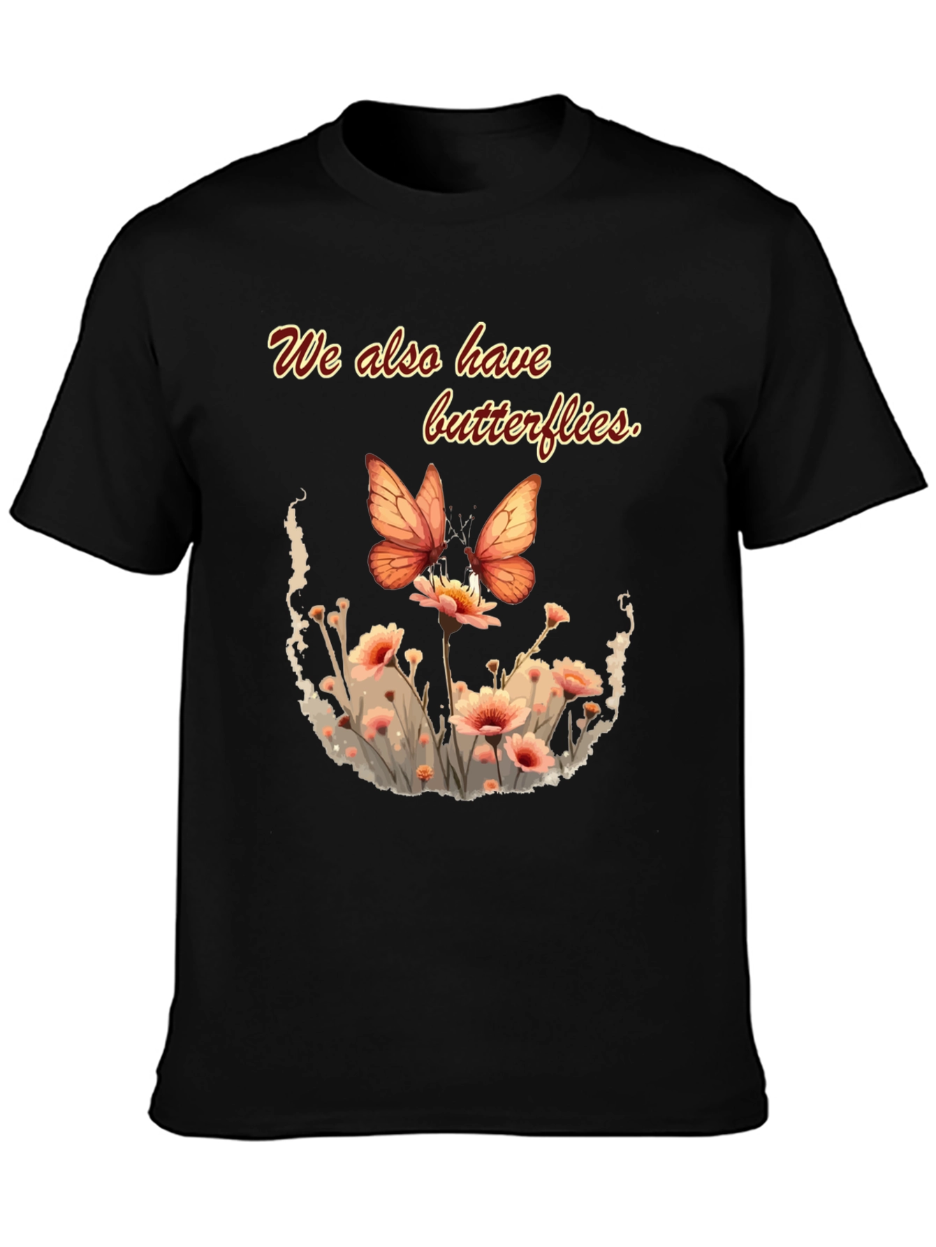 Butterfly Floral Graphic Tee - Black Unisex