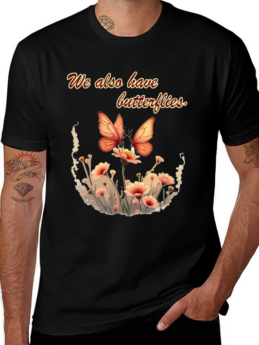 Butterfly Floral Graphic Tee - Black Unisex