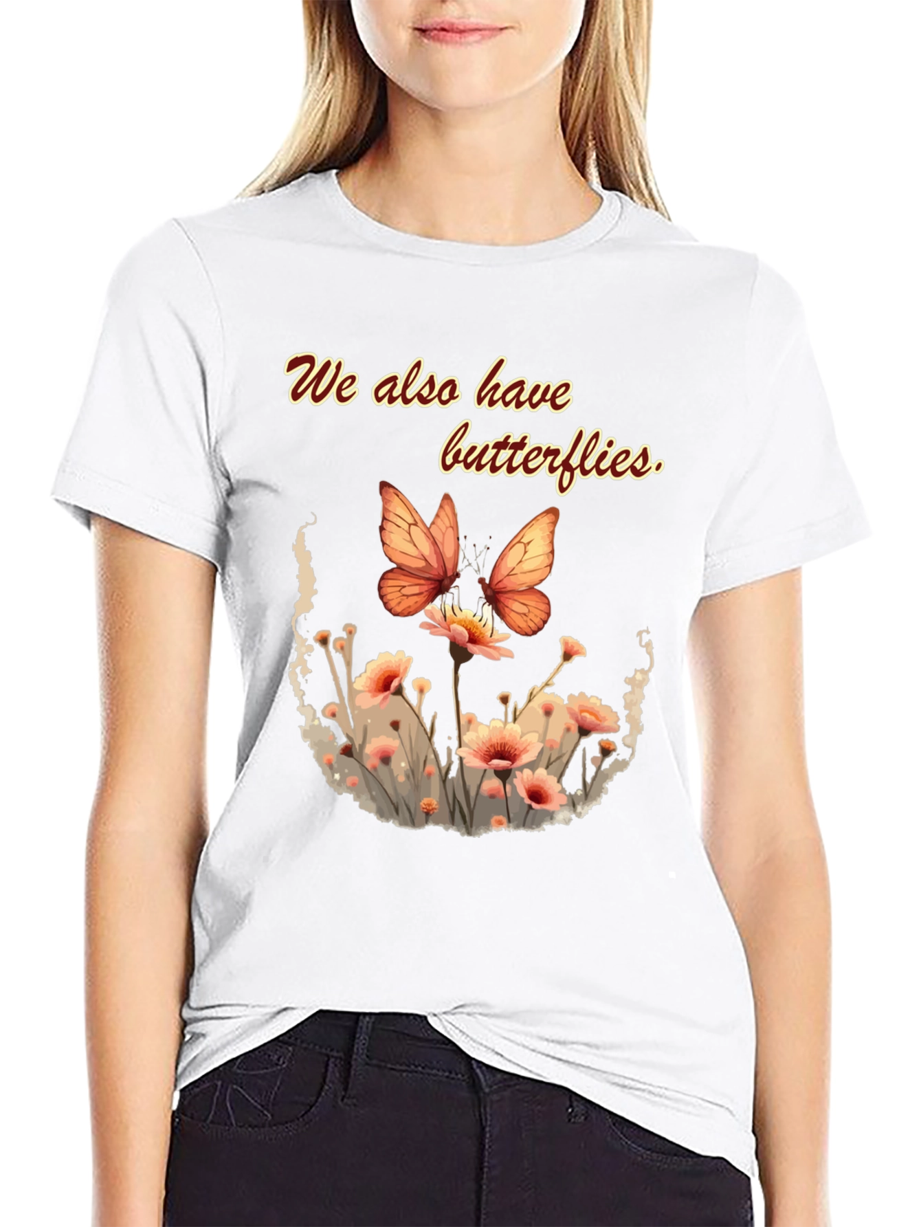 Butterfly Floral Graphic Tee - Black Unisex