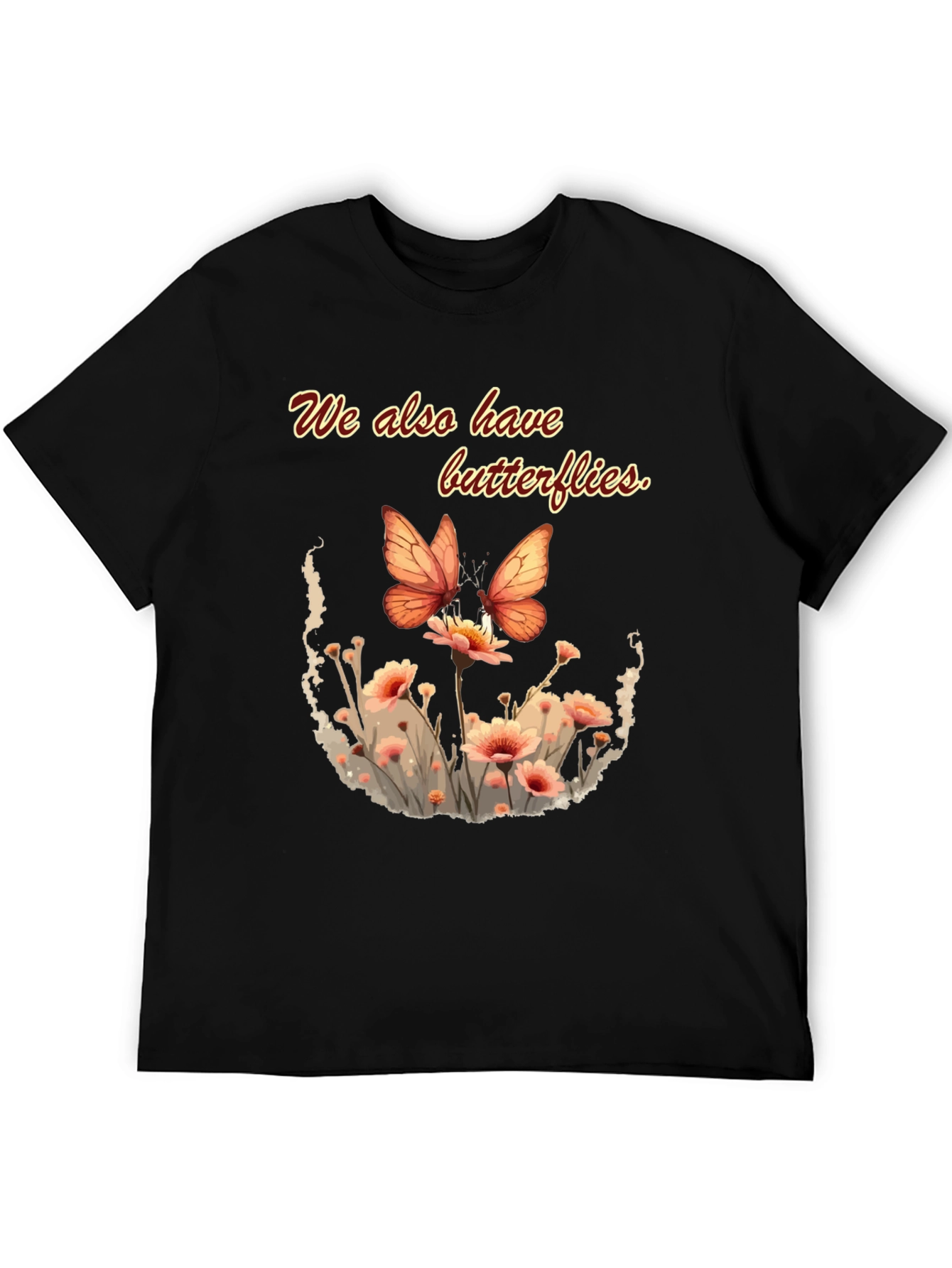 Butterfly Floral Graphic Tee - Black Unisex