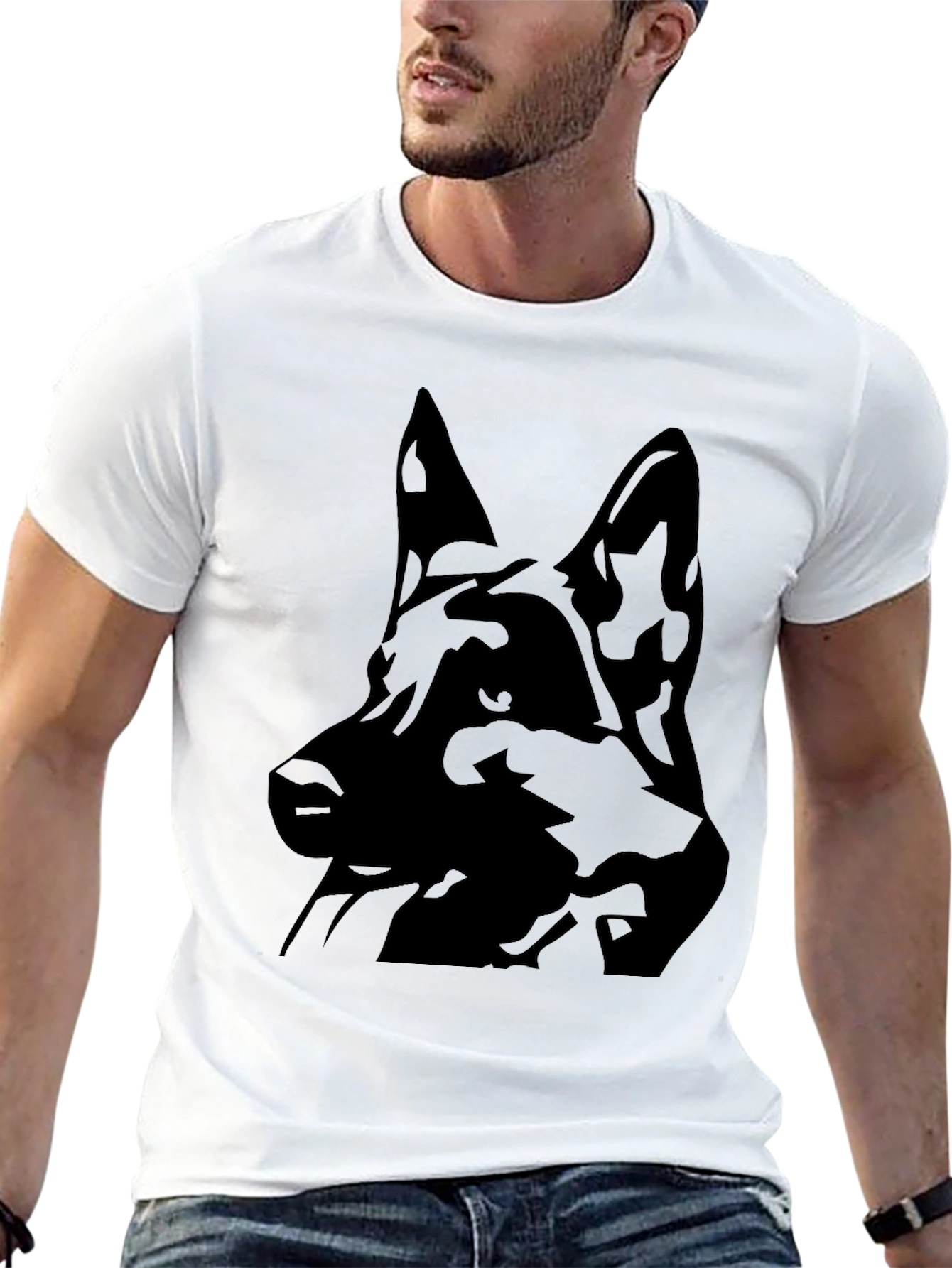 German Shepherd Silhouette Black T-Shirt