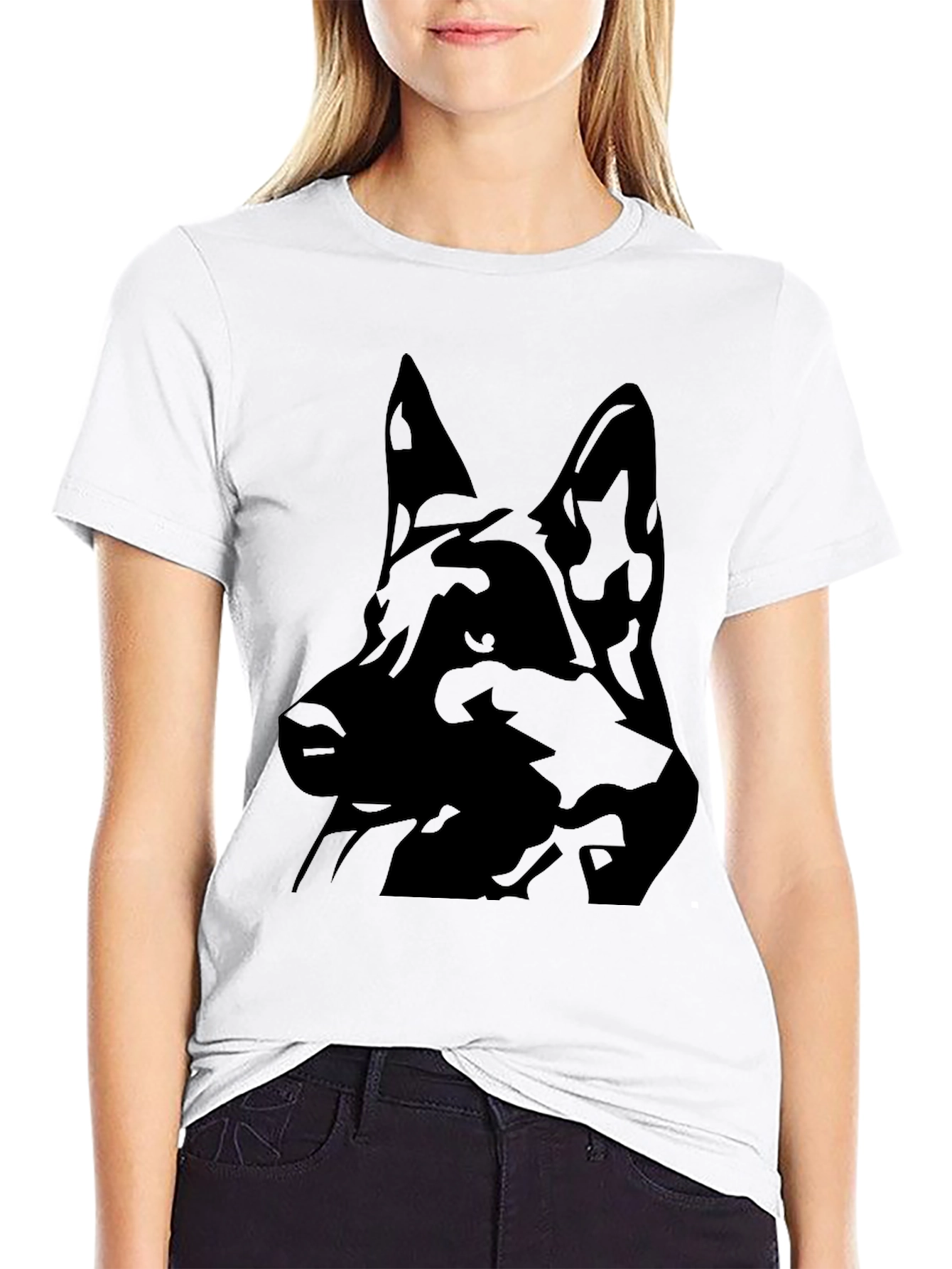 German Shepherd Silhouette Black T-Shirt