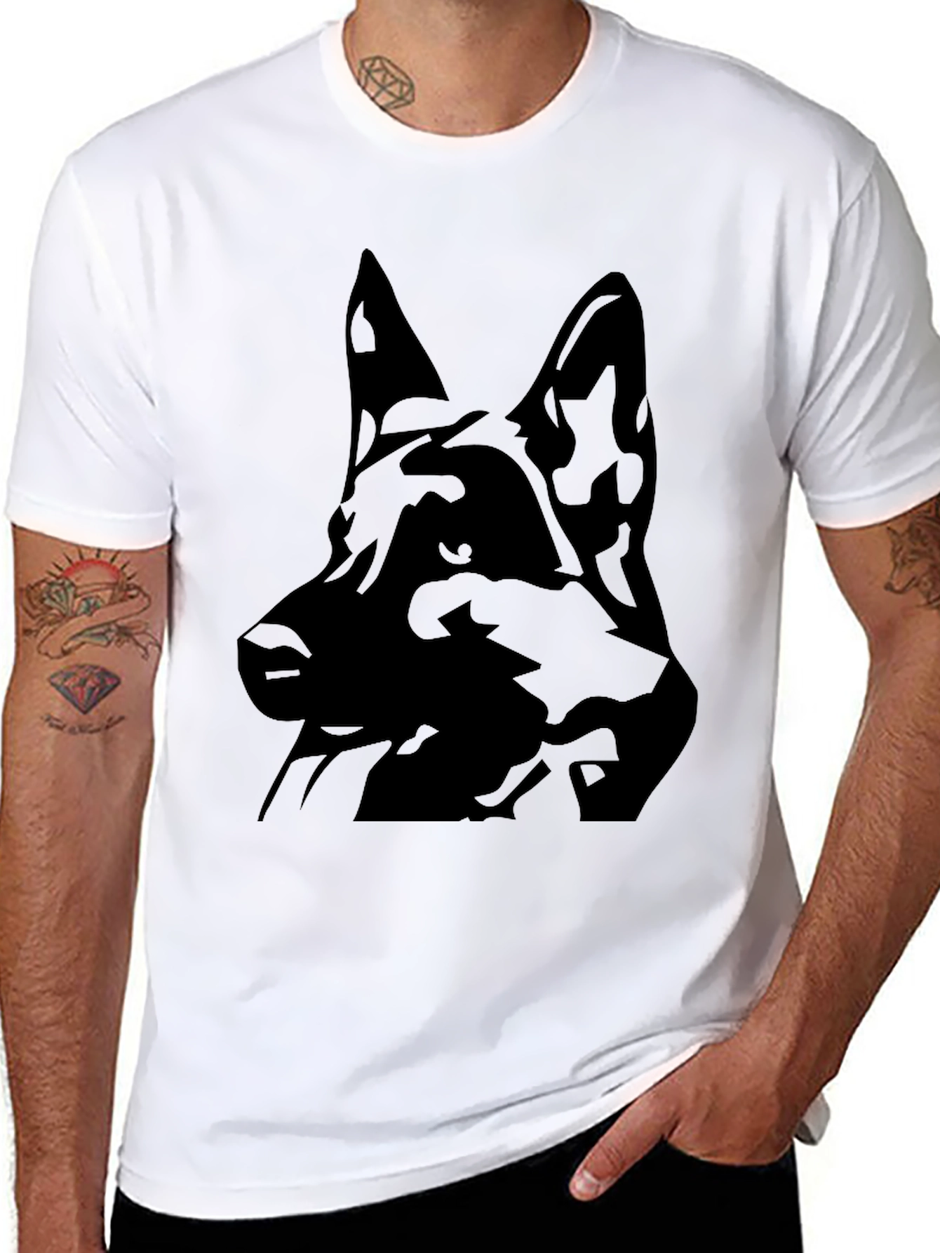 German Shepherd Silhouette Black T-Shirt