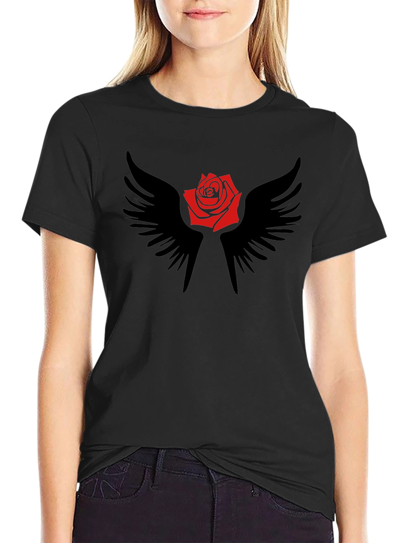 Rose and Wings Graphic T-Shirt