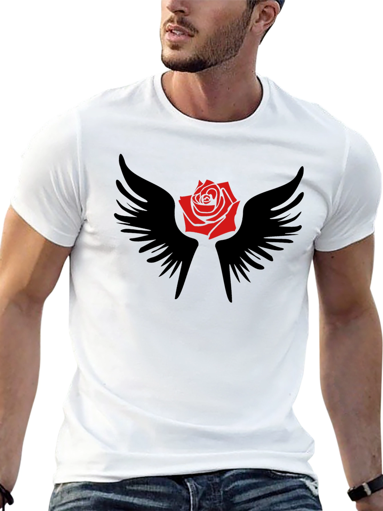 Rose and Wings Graphic T-Shirt