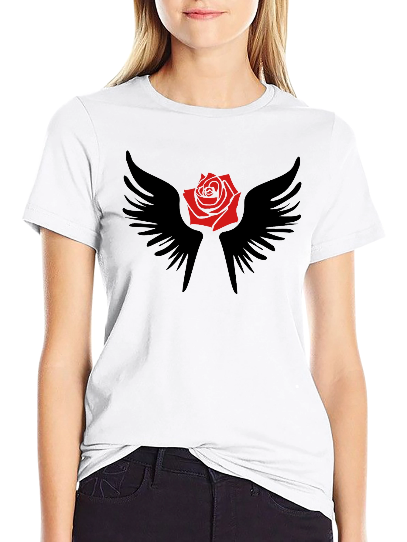 Rose and Wings Graphic T-Shirt