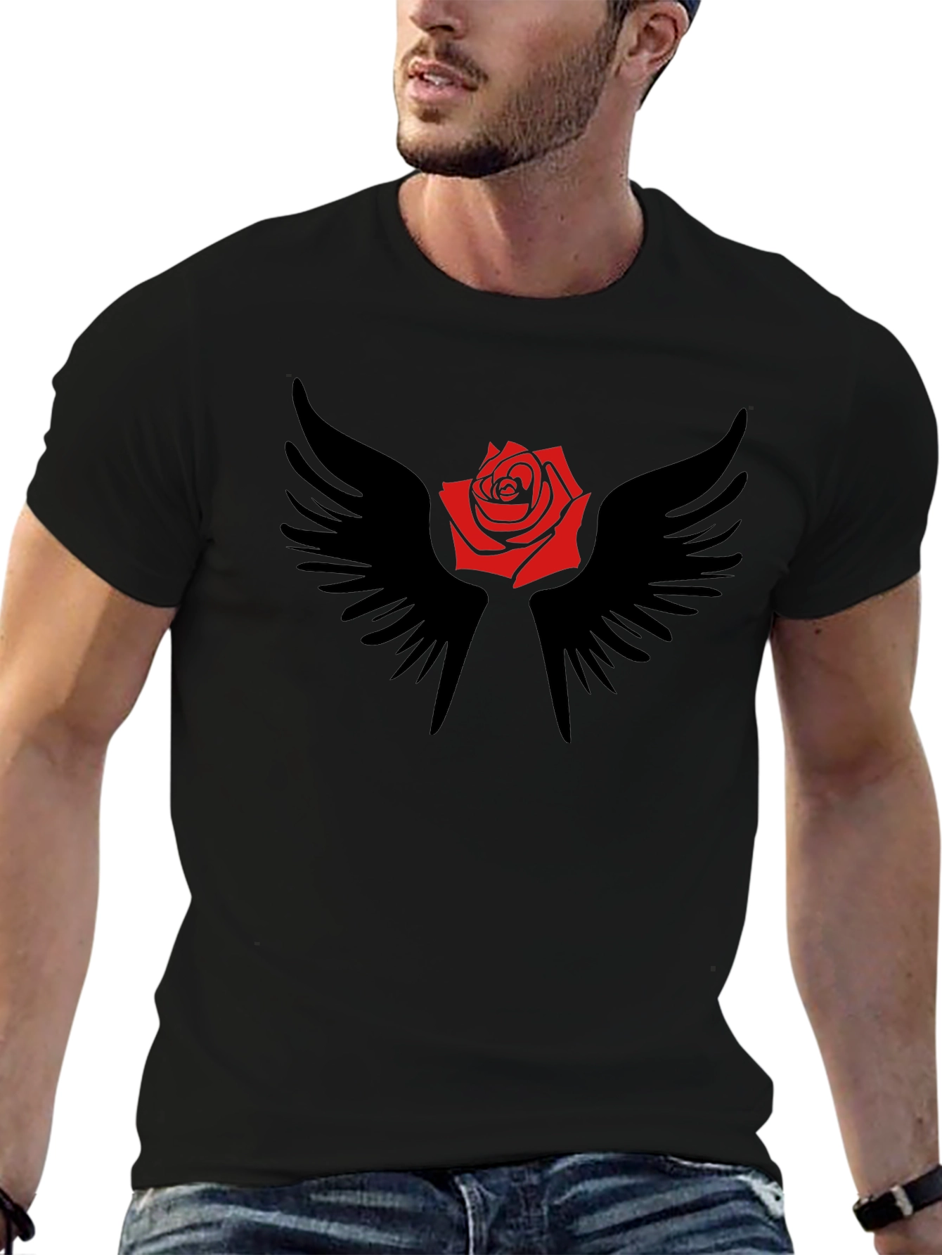 Rose and Wings Graphic T-Shirt