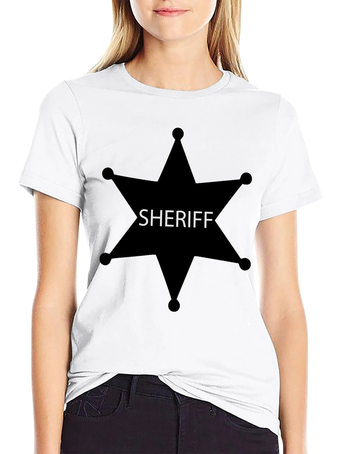 Sheriff Star Tee - Western Lawman Style Black T-Shirt