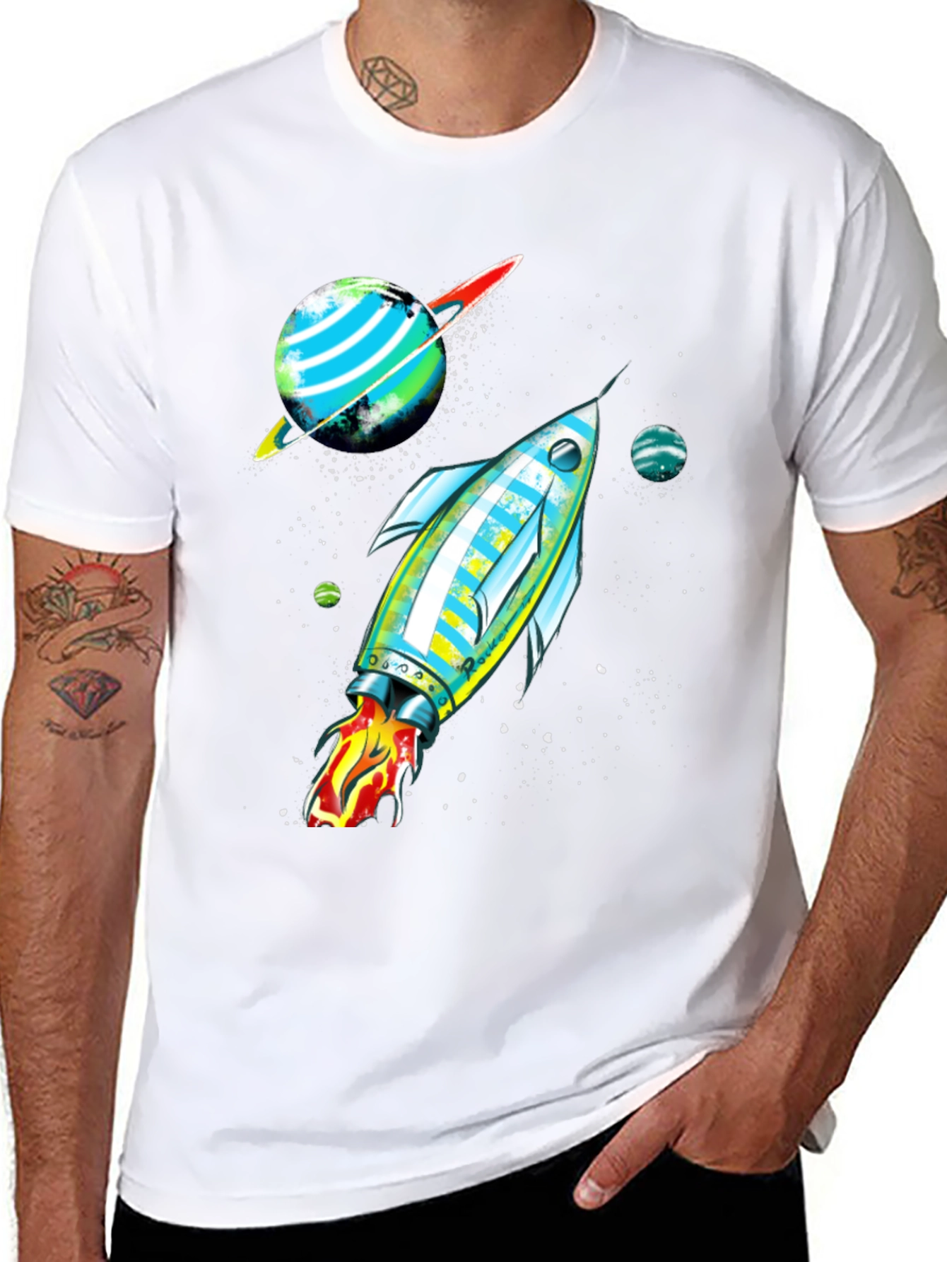 Cosmic Rocket Graphic Tee - Space Adventure Shirt