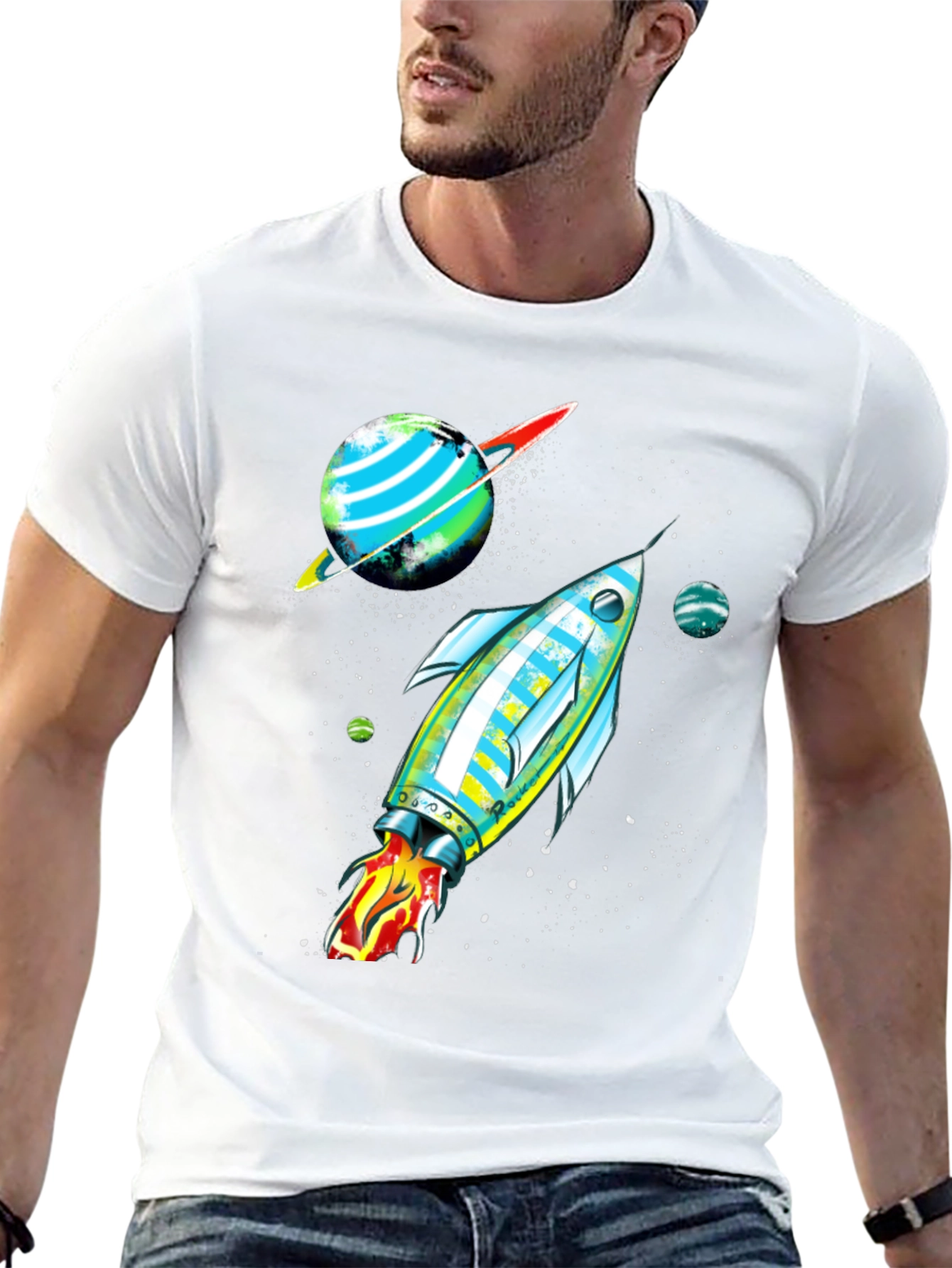 Cosmic Rocket Graphic Tee - Space Adventure Shirt