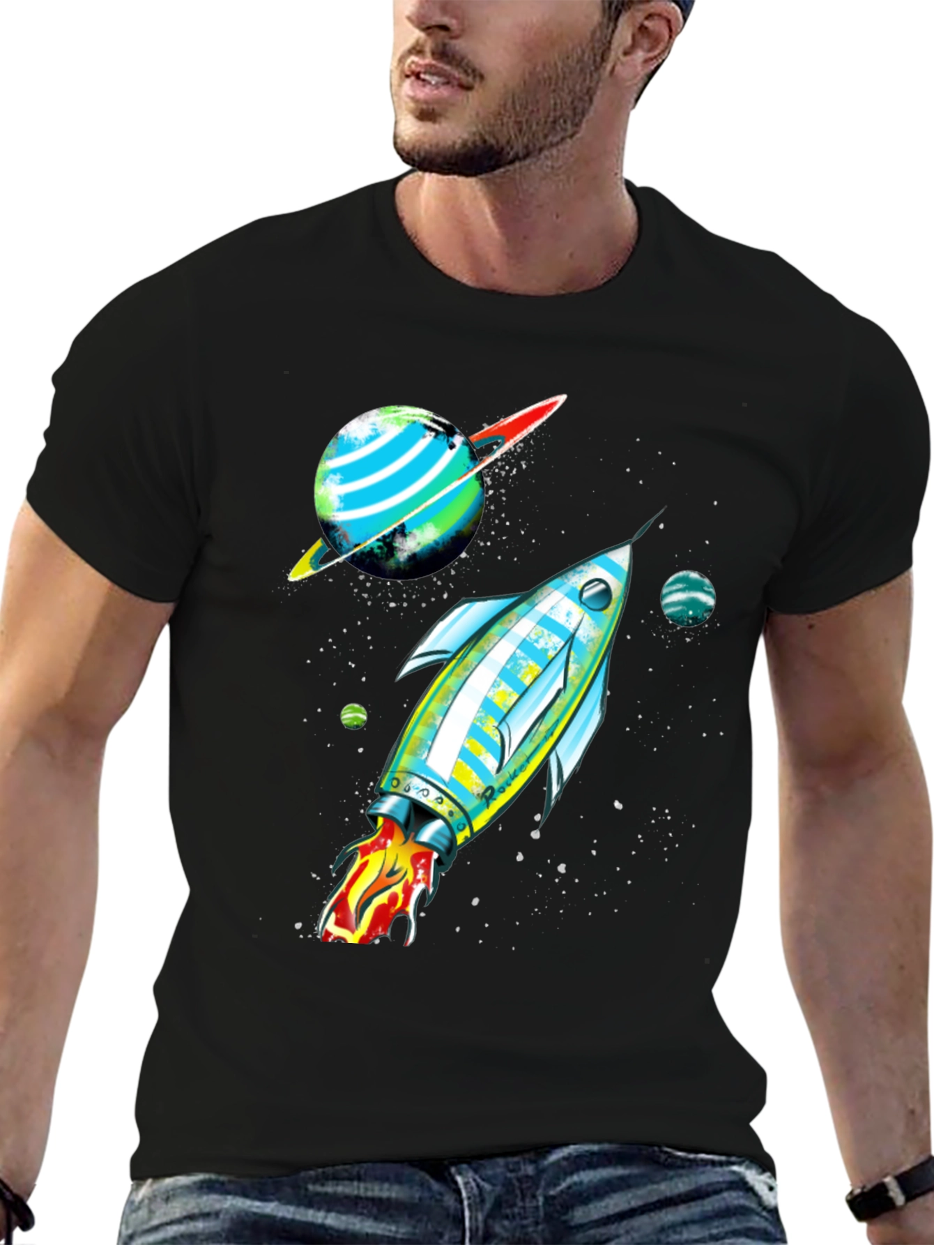 Cosmic Rocket Graphic Tee - Space Adventure Shirt