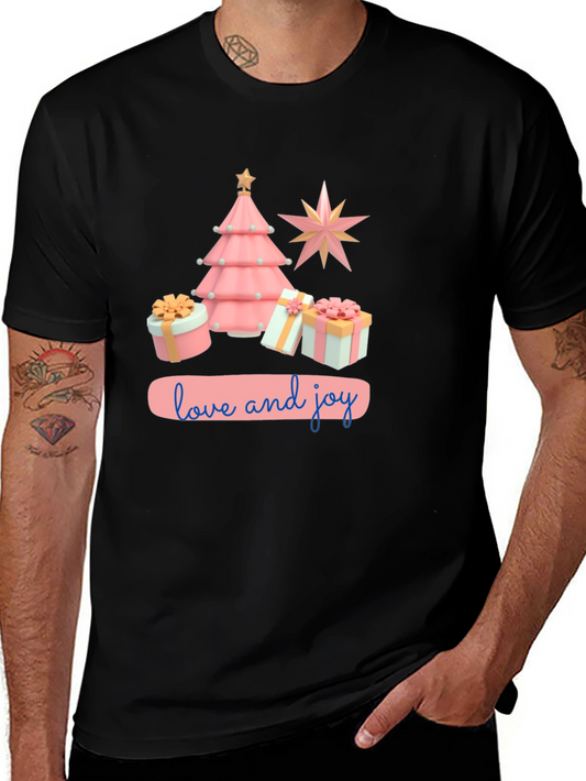 Festive Christmas Tree T-Shirt - Love and Joy Holiday Tee