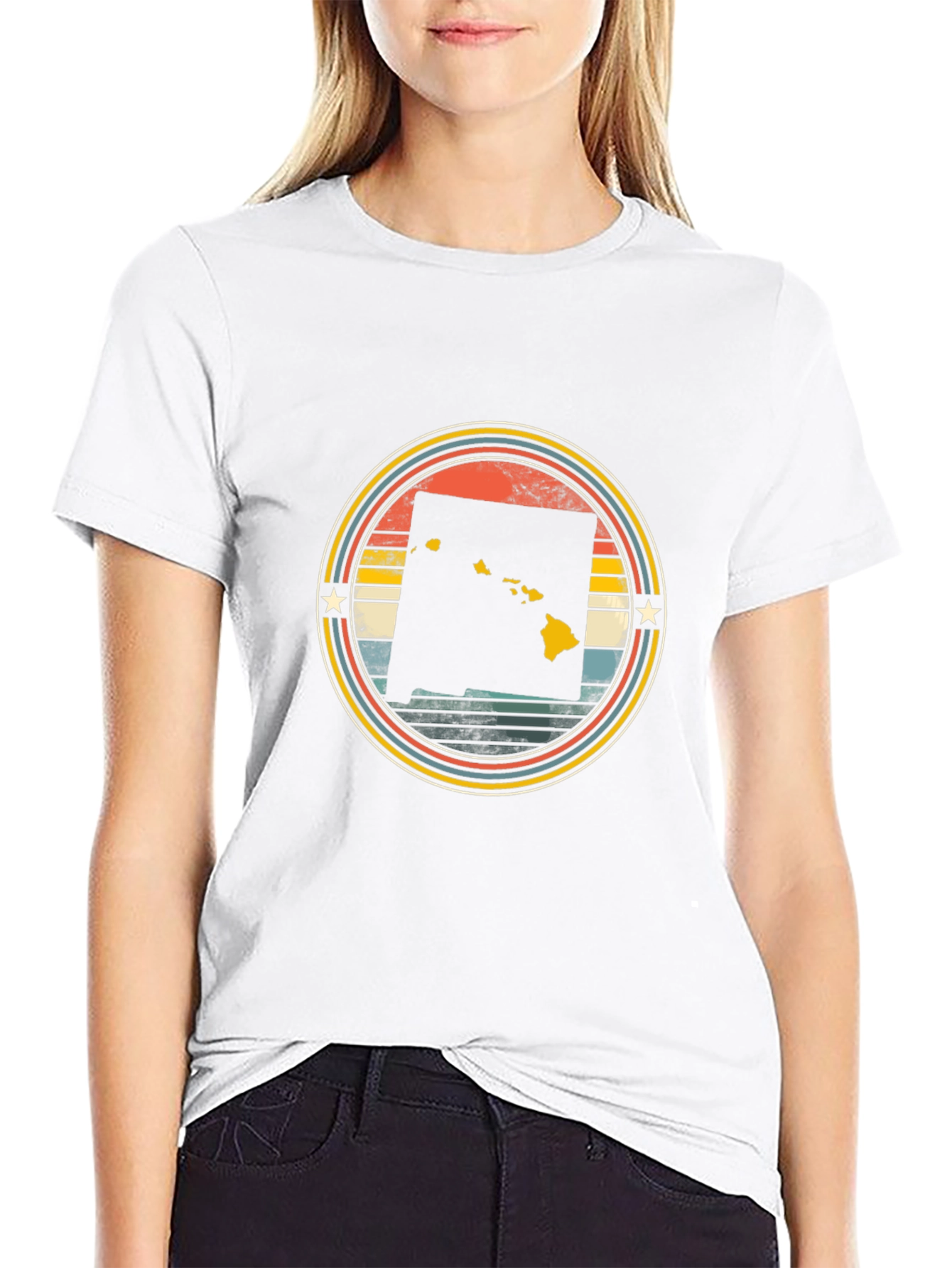 Retro Hawaii State Graphic Tee - Black
