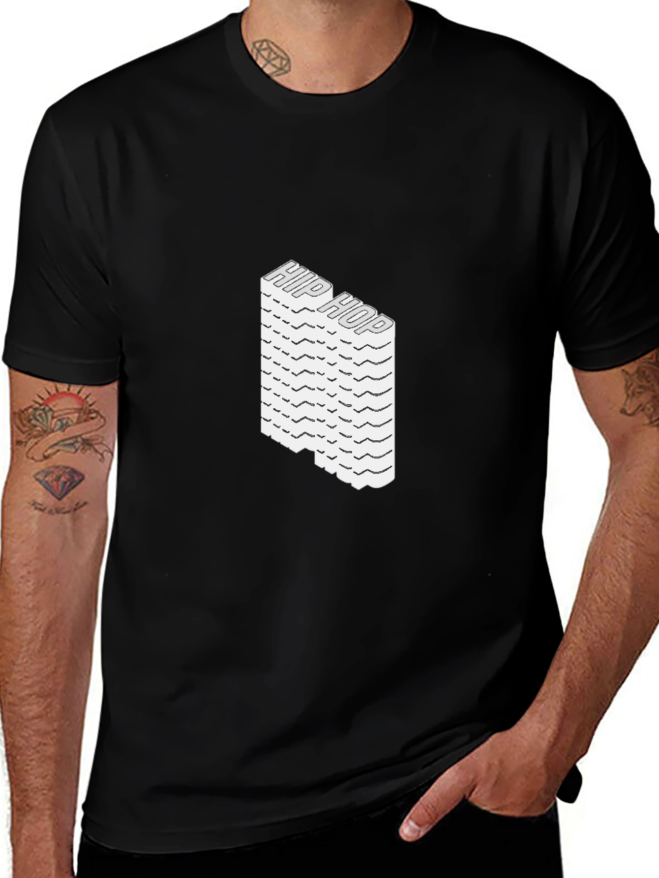Hip Hop Stacked Graphic Tee - Black