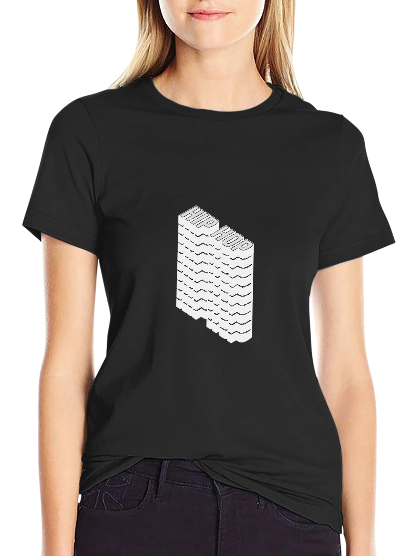 Hip Hop Stacked Graphic Tee - Black