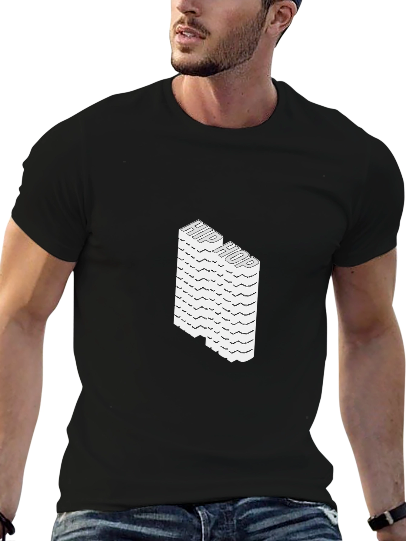Hip Hop Stacked Graphic Tee - Black