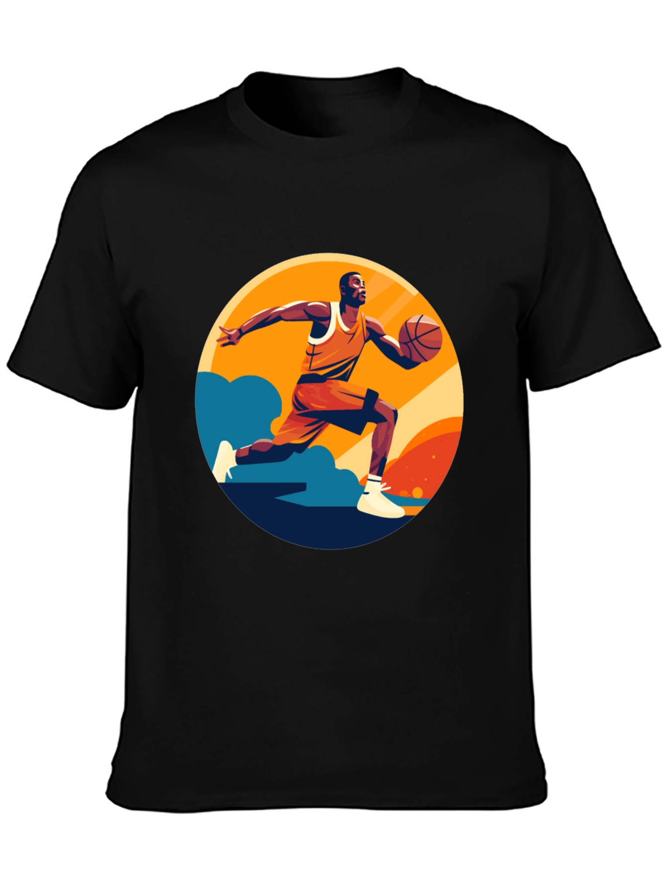 Basketball Player Graphic Print Black T-Shirt