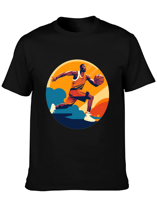 Basketball Player Graphic Print Black T-Shirt