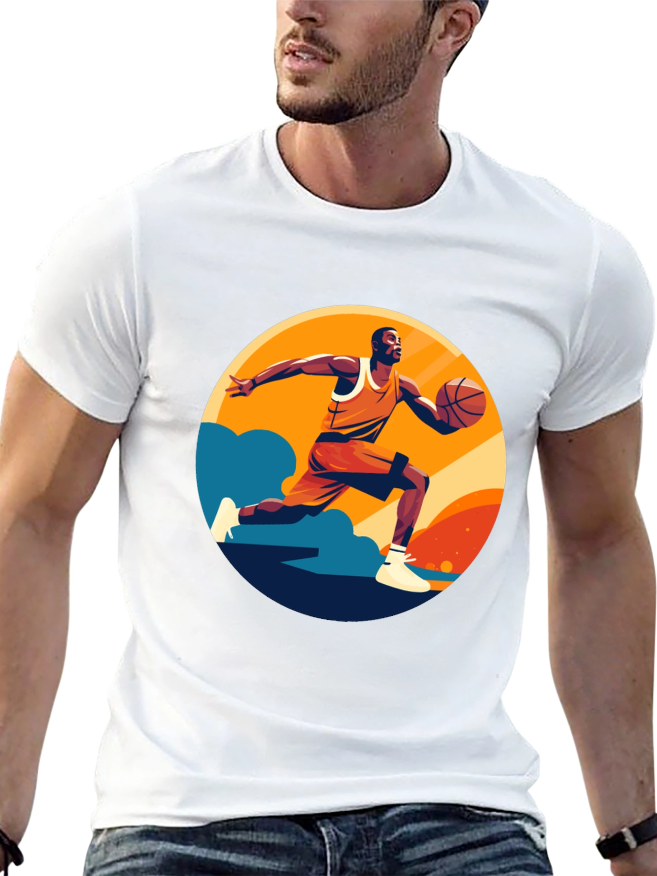 Basketball Player Graphic Print Black T-Shirt
