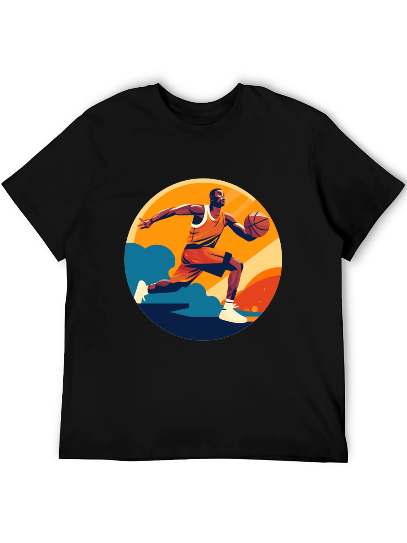 Basketball Player Graphic Print Black T-Shirt