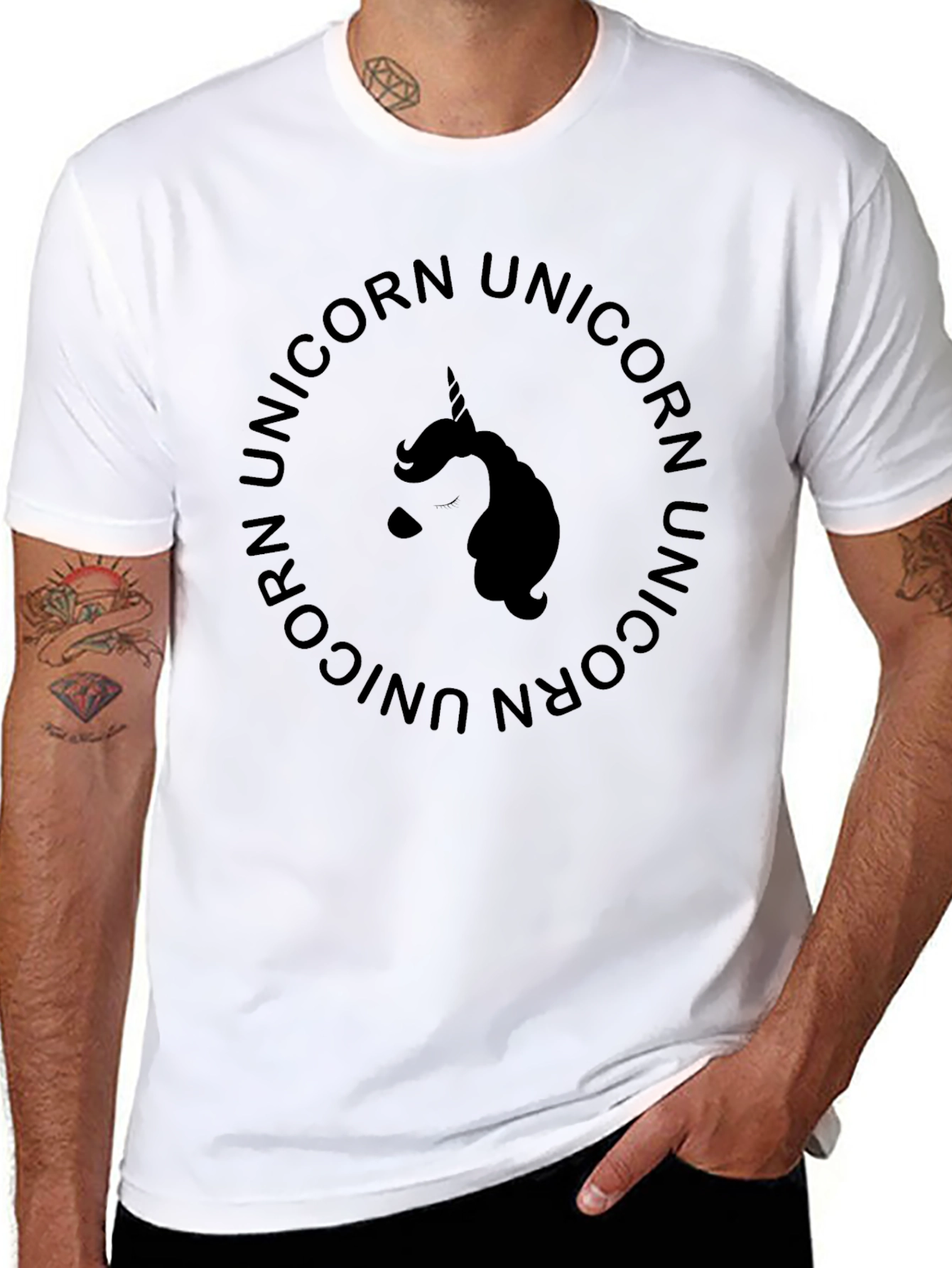 Unicorn Circle Graphic Black T-Shirt