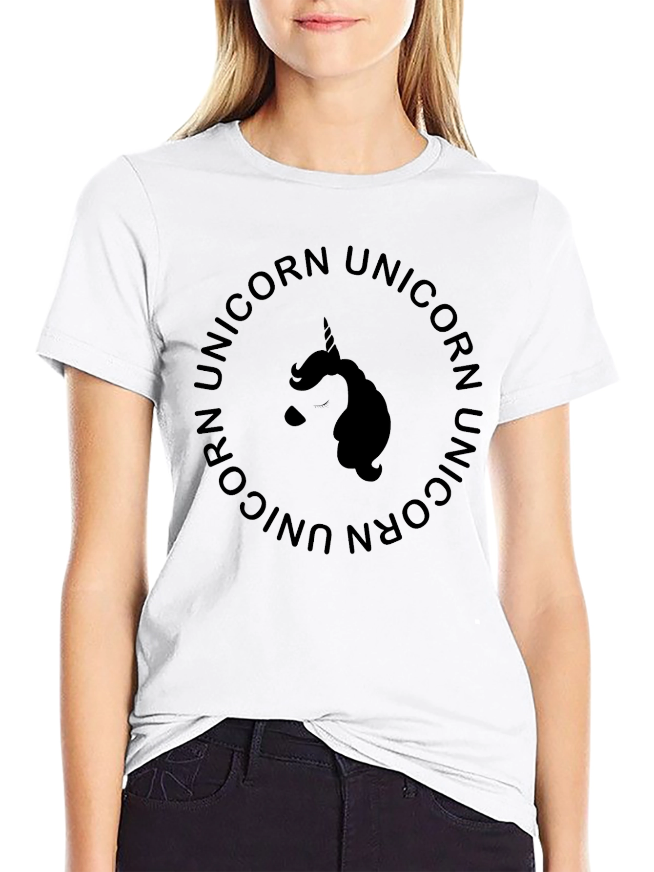 Unicorn Circle Graphic Black T-Shirt