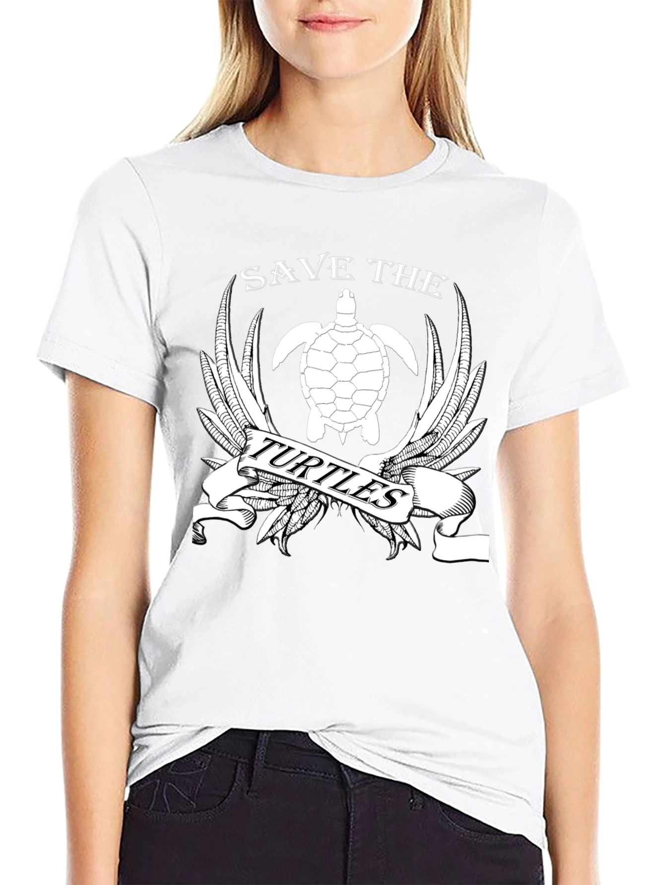 Save the Turtles Graphic T-Shirt - Black