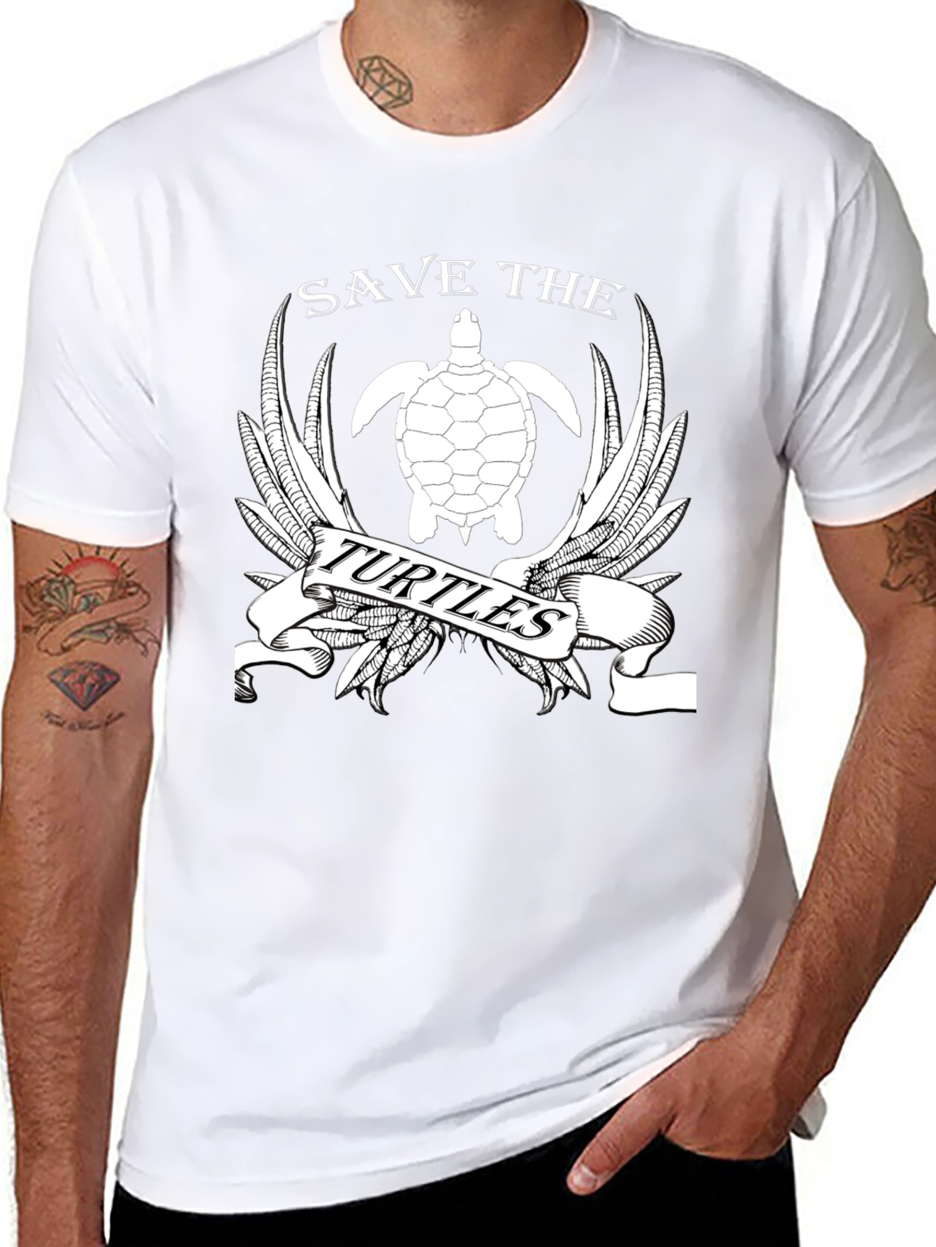 Save the Turtles Graphic T-Shirt - Black