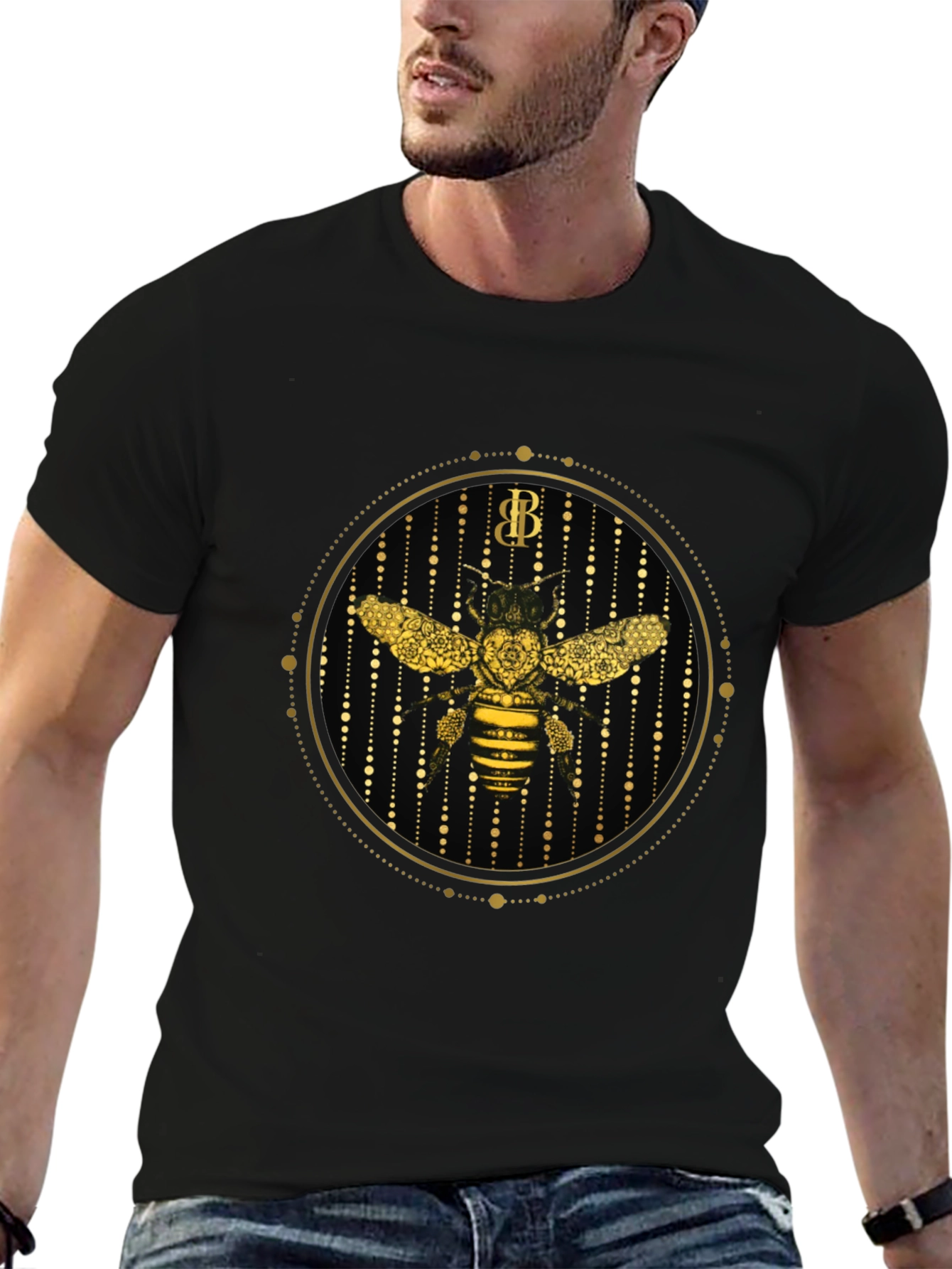 Golden Bee Graphic Tee - Stylish Mens T-Shirt