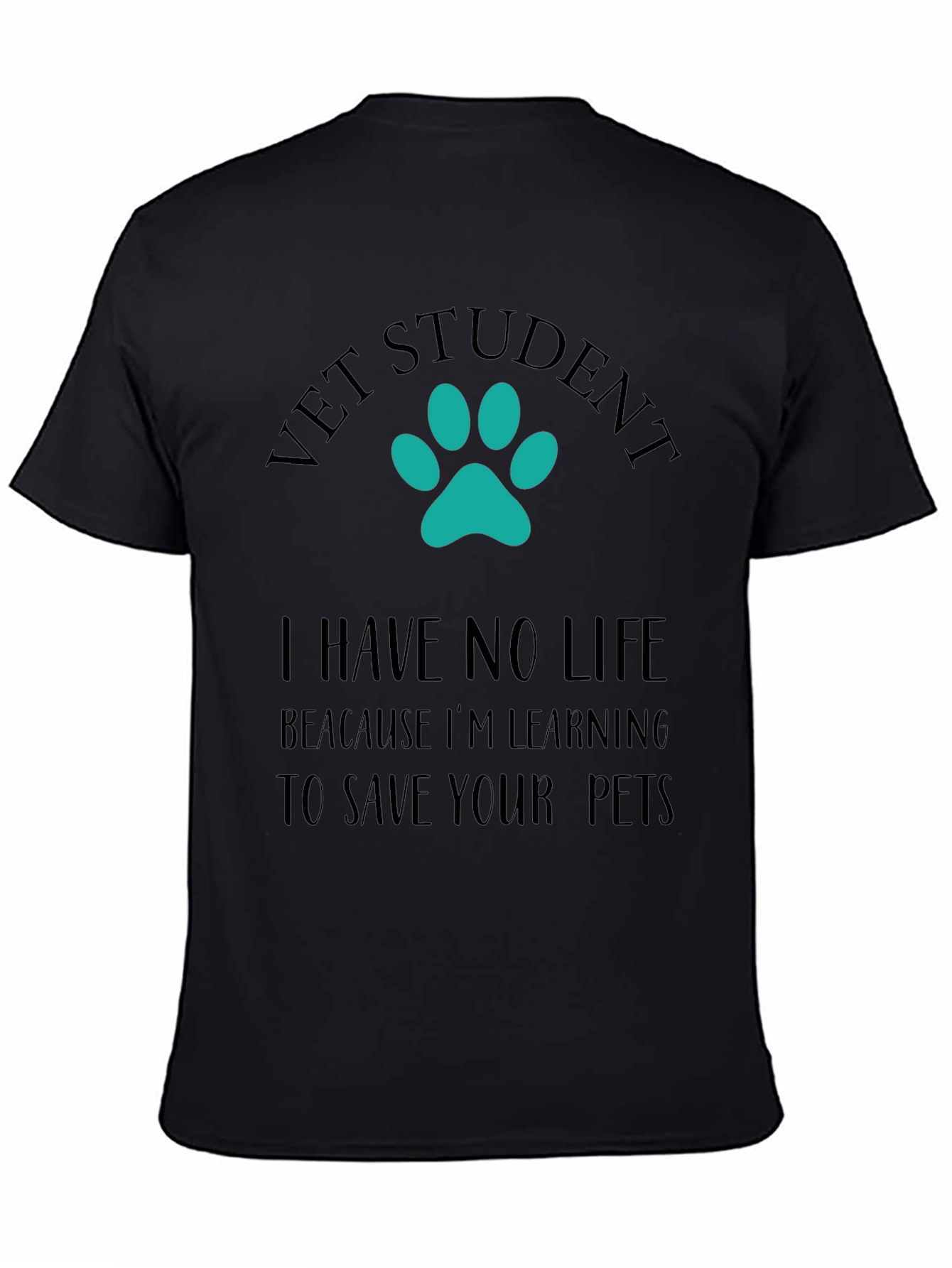 Vet Student Paw Print Graphic Tee - Black