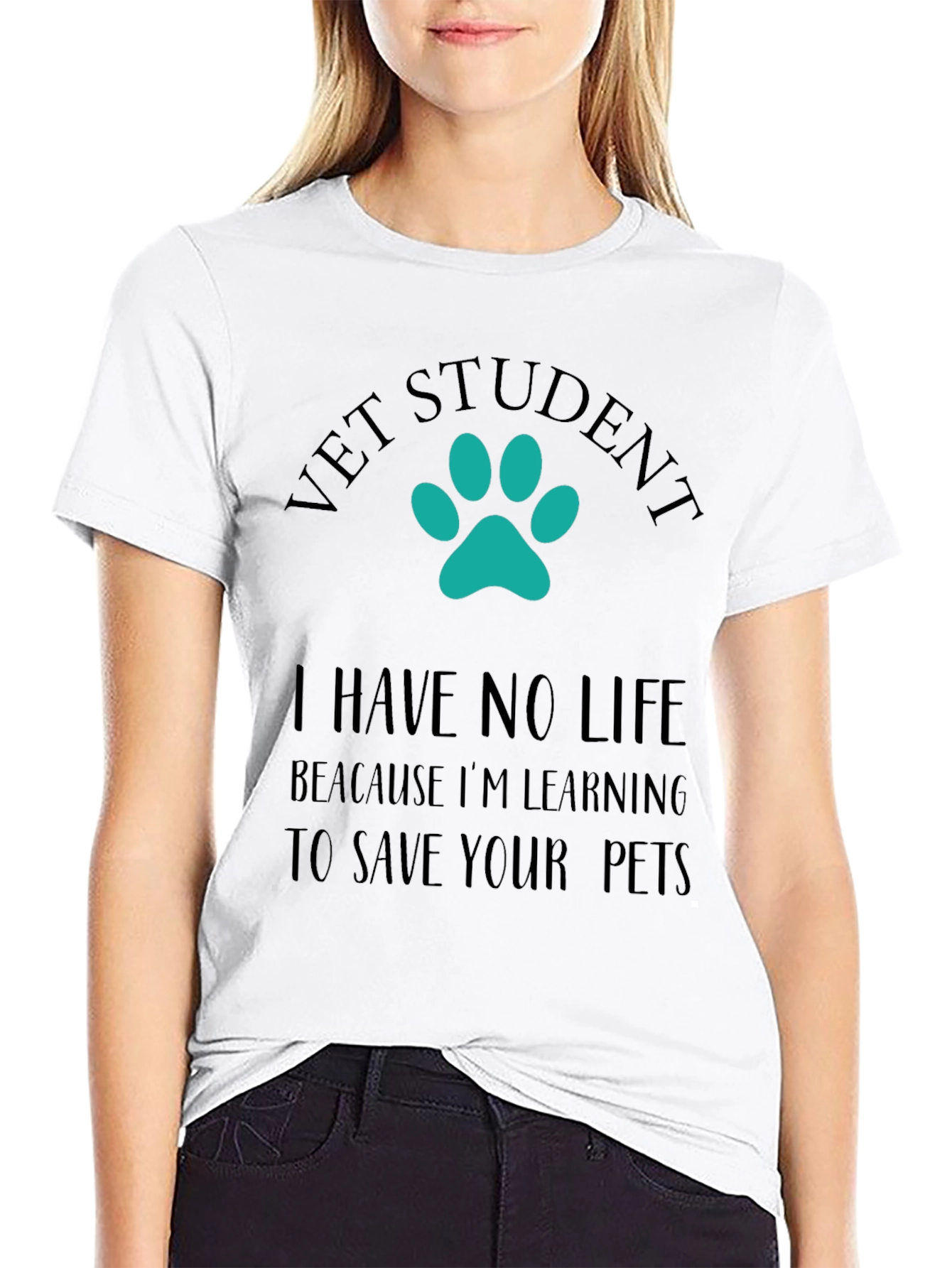 Vet Student Paw Print Graphic Tee - Black