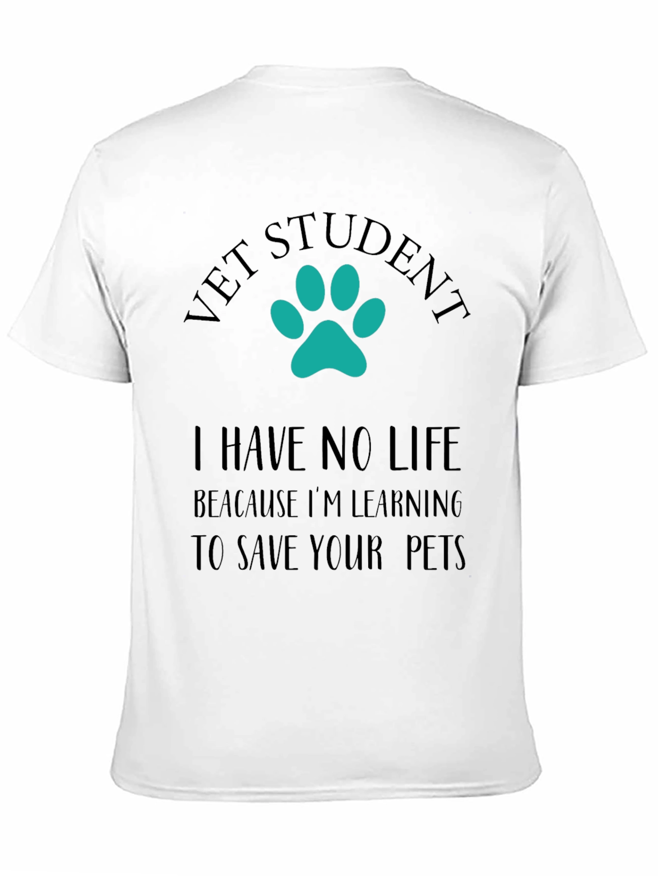 Vet Student Paw Print Graphic Tee - Black