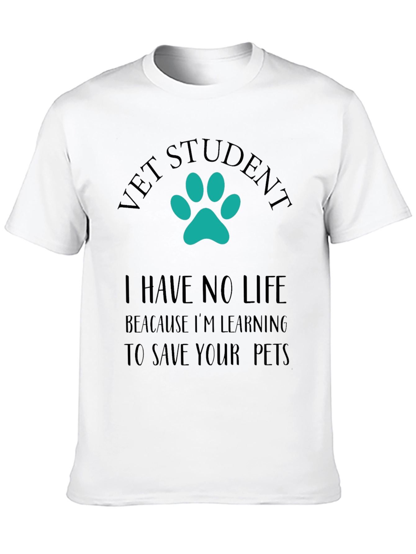 Vet Student Paw Print Graphic Tee - Black