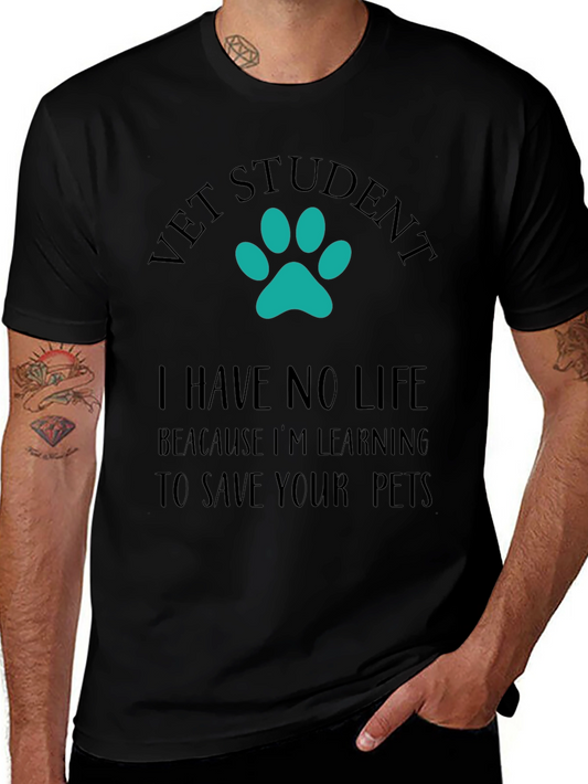 Vet Student Paw Print Graphic Tee - Black
