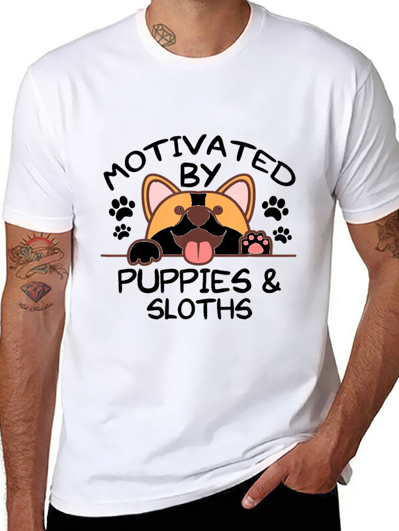 Motivated by Puppies and Sloths Graphic T-Shirt