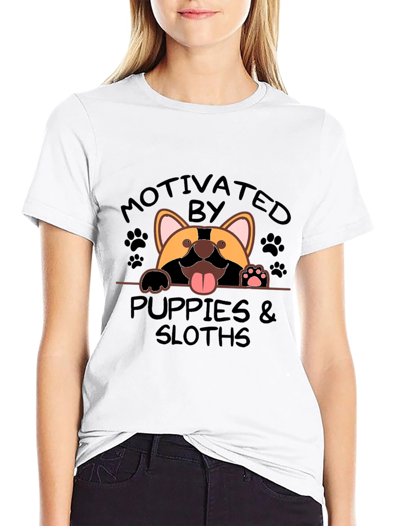 Motivated by Puppies and Sloths Graphic T-Shirt