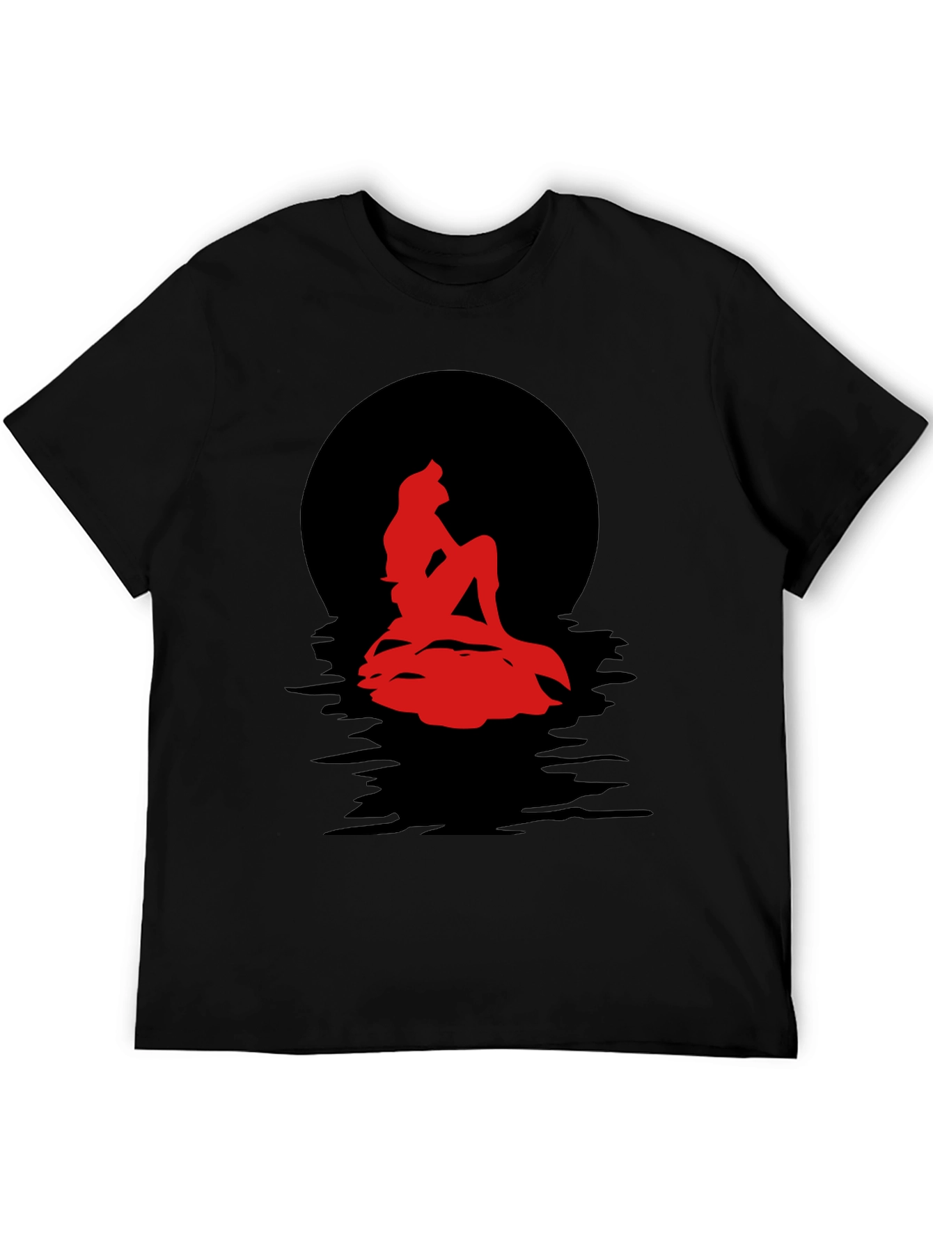 Red Mermaid Silhouette Graphic Tee
