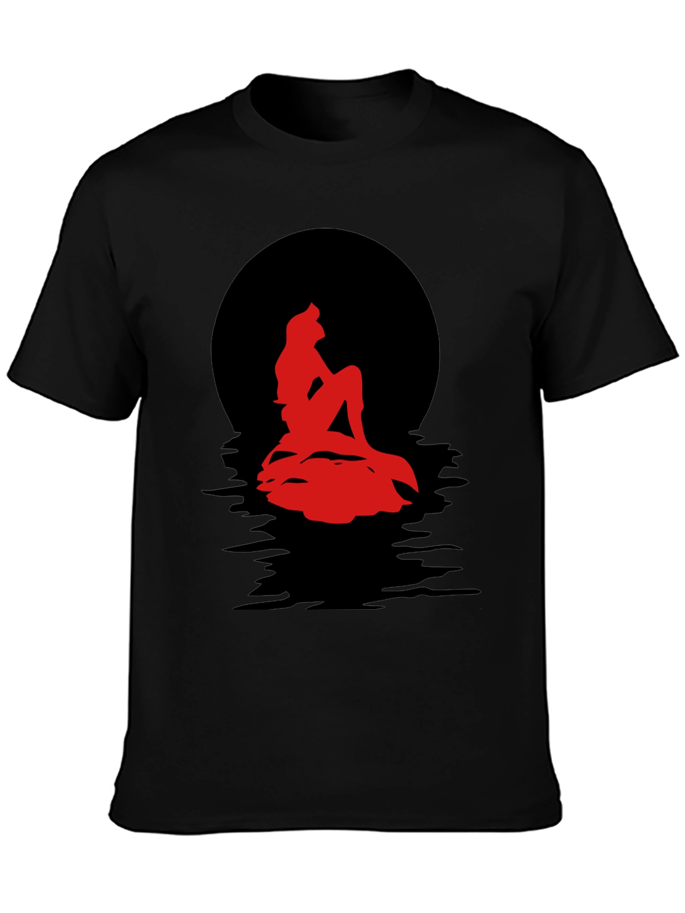 Red Mermaid Silhouette Graphic Tee