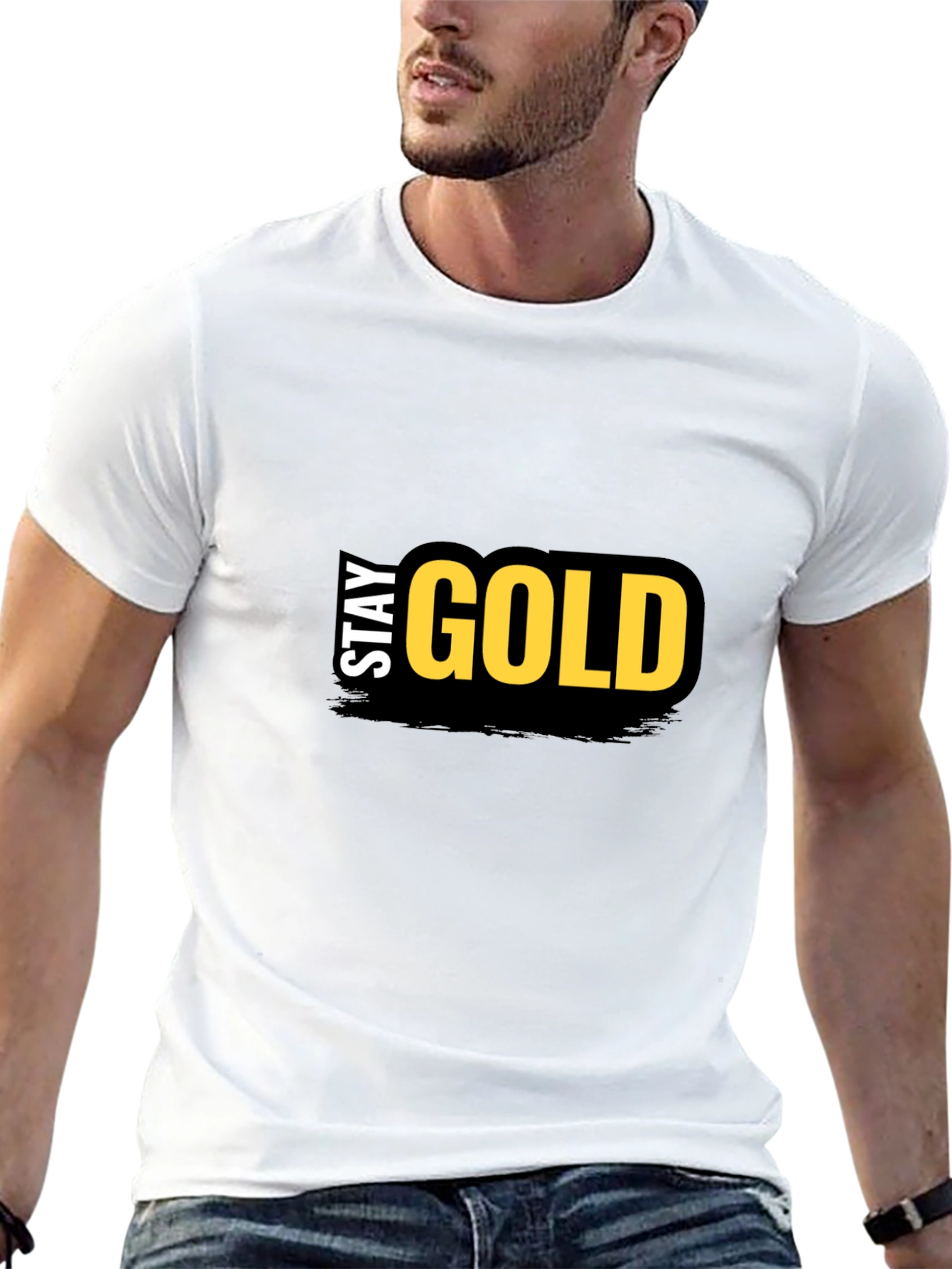 Stay Gold Graphic T-Shirt - Trendy Black Tee