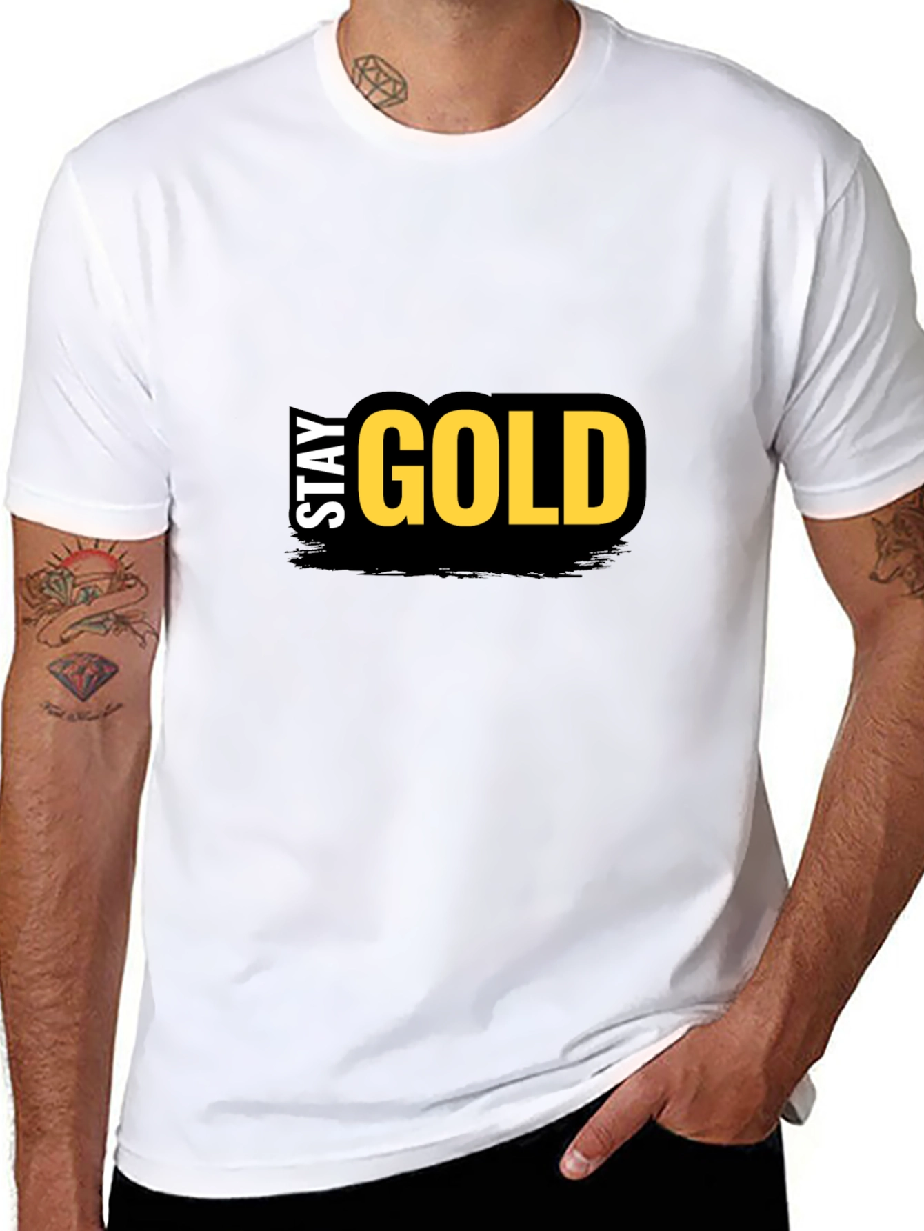 Stay Gold Graphic T-Shirt - Trendy Black Tee