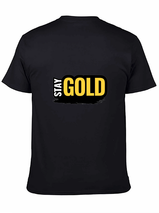 Stay Gold Graphic T-Shirt - Trendy Black Tee