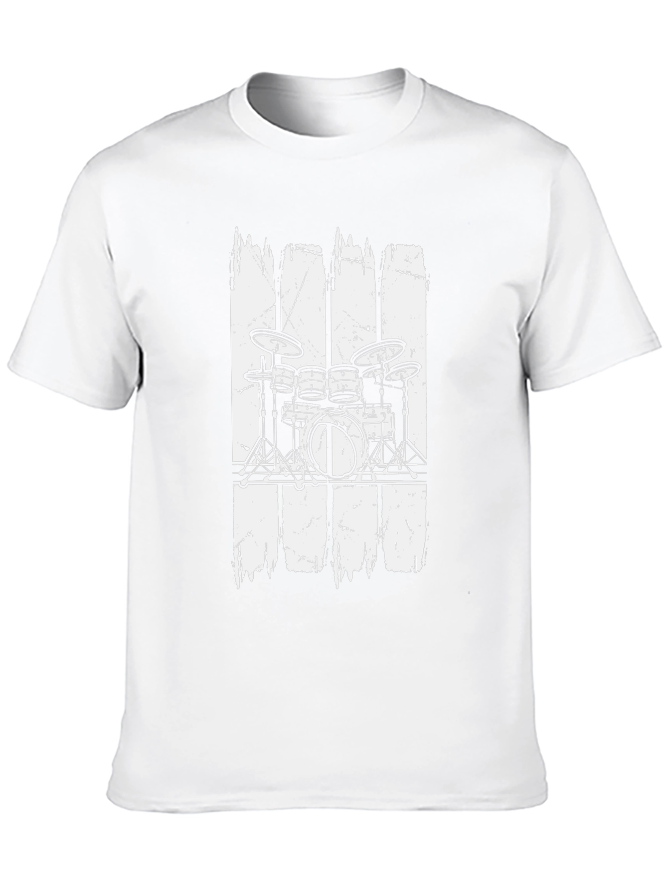Drum Set Graphic T-Shirt Black Cotton Blend
